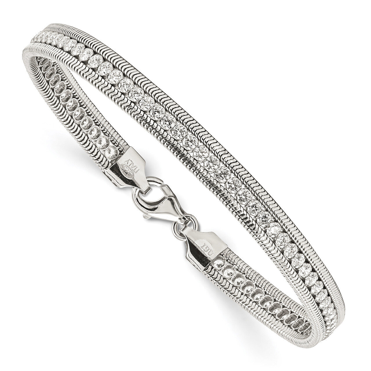 CZ Diamond Polished Bracelet 7.5 Inch Sterling Silver QG4497-7.5