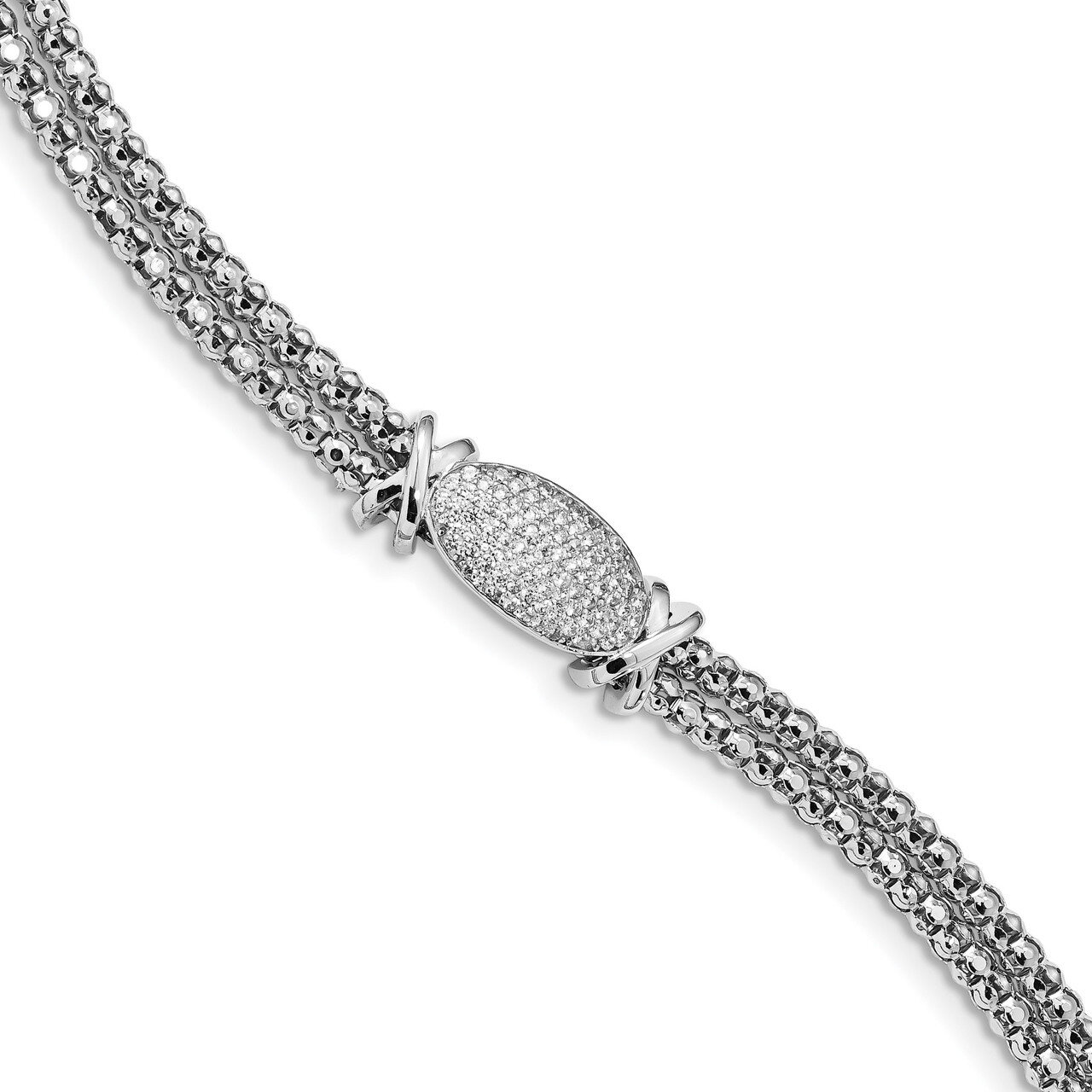 CZ Diamond Bracelet 7.5 Inch Sterling Silver Rhodium-plated QG4508-7.5, MPN: QG4508-7.5, 1911014811…