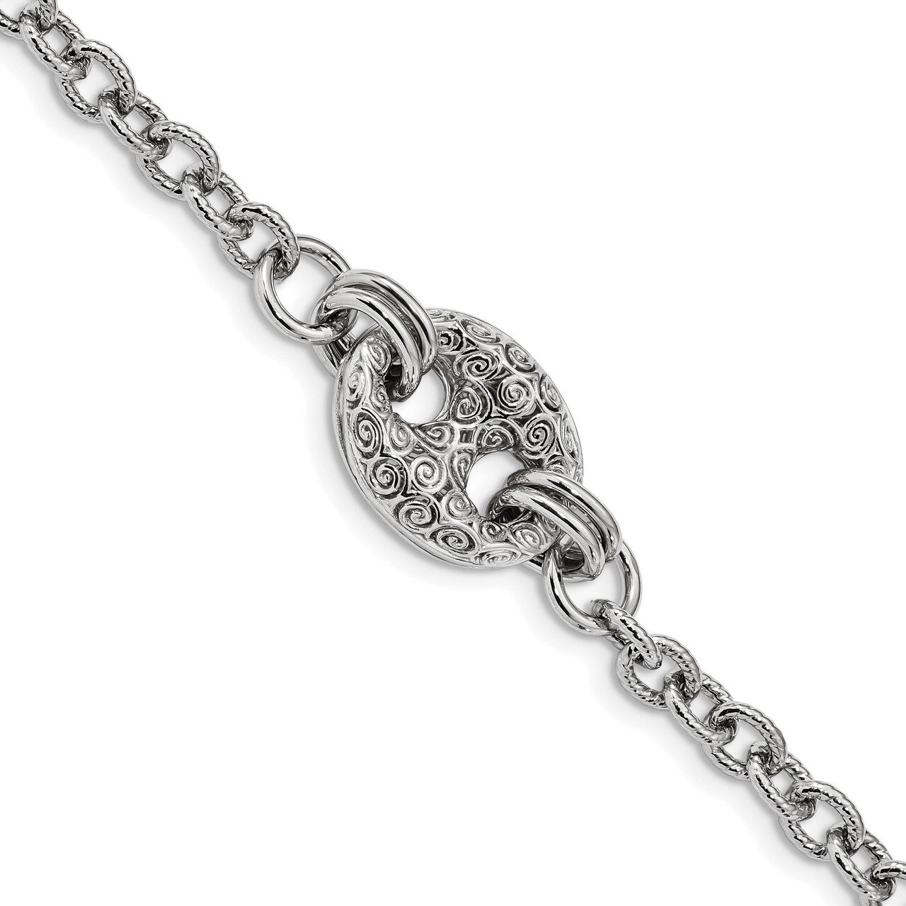 Fancy Swirls Bracelet 7.5 Inch Sterling Silver Rhodium-plated QG4514-7.5, MPN: QG4514-7.5, 88677403…