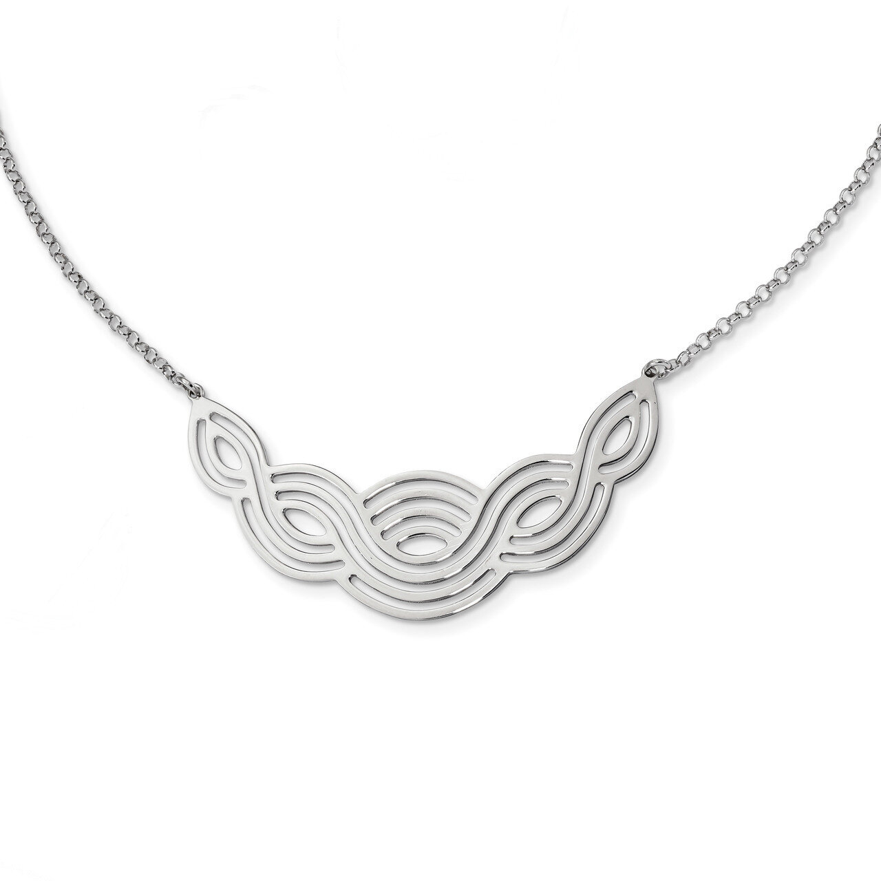 1 ch Fancy Necklace 17 Inch Sterling Silver Rhodium-plated Polished QG4524-17