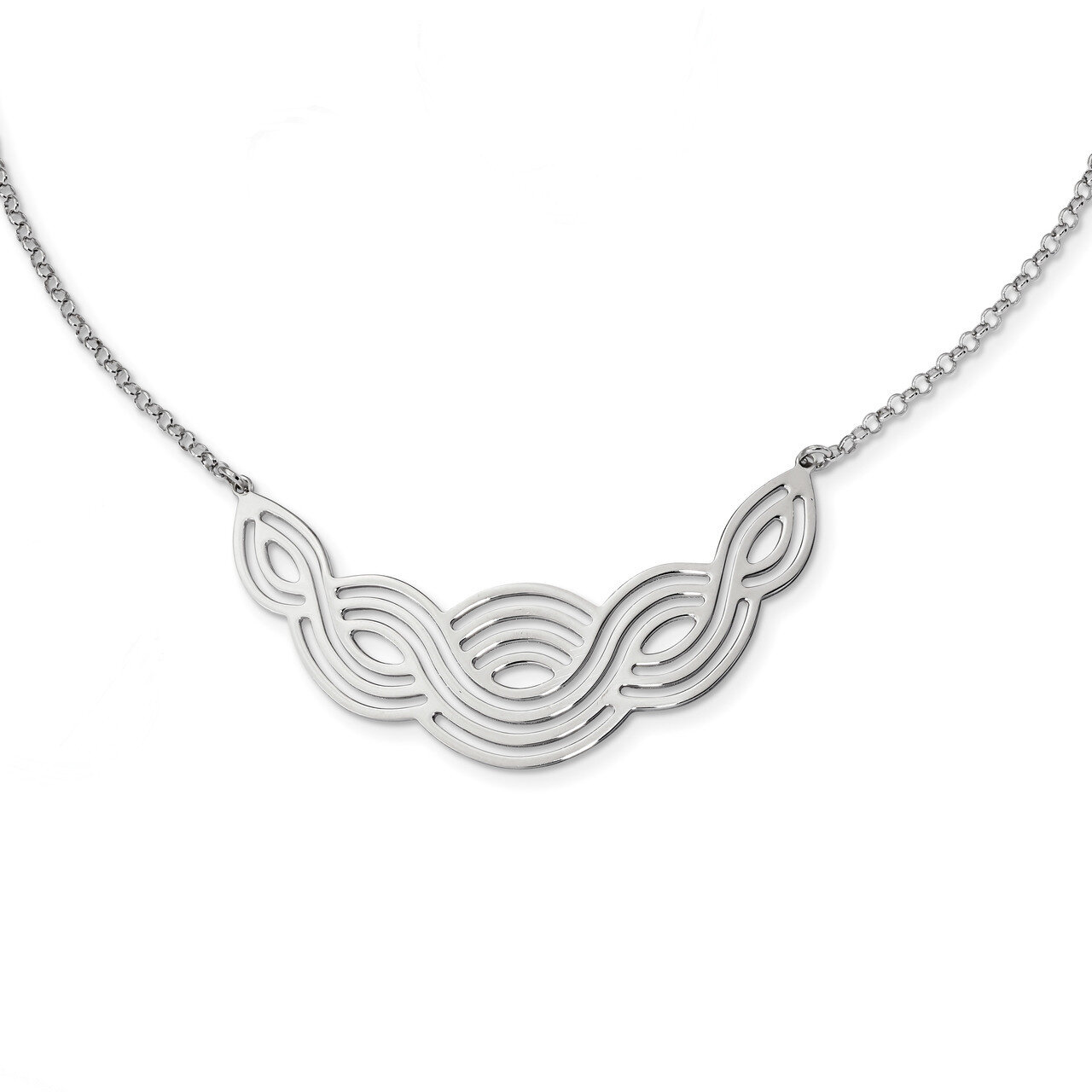 1 ch Fancy Necklace 17 Inch Sterling Silver Rhodium-plated Polished QG4524-17, MPN: QG4524-17, 1911…