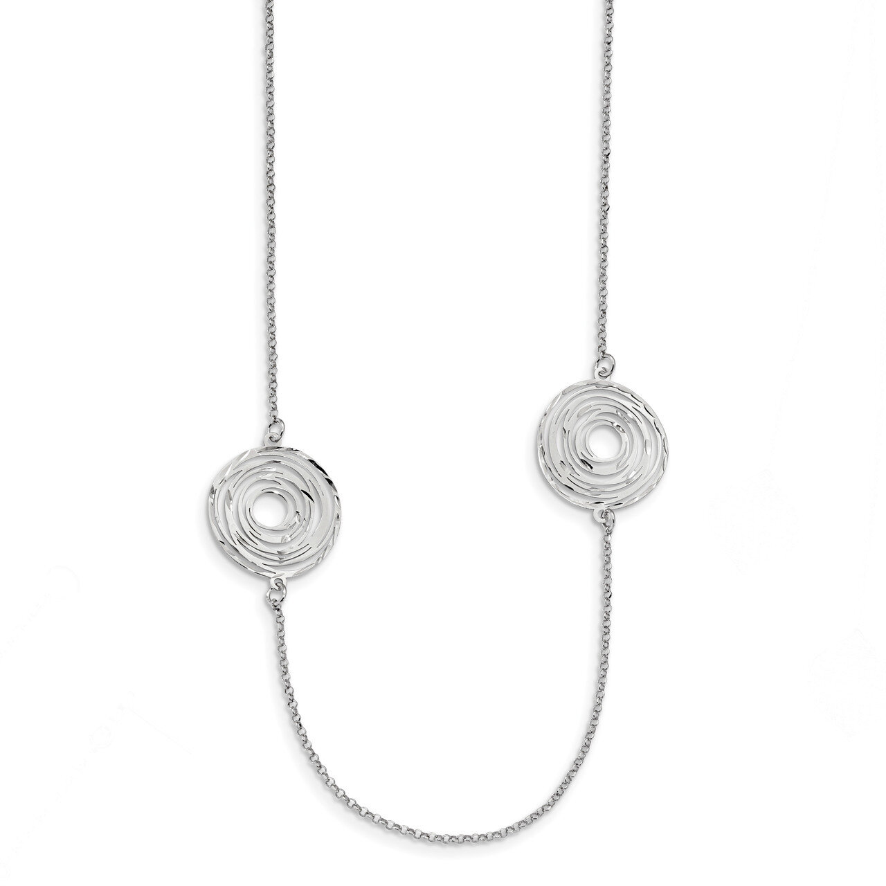 Diamond Cut Circles 36 IN Necklace 36 Inch Sterling Silver Rhodium Plated QG4525-36