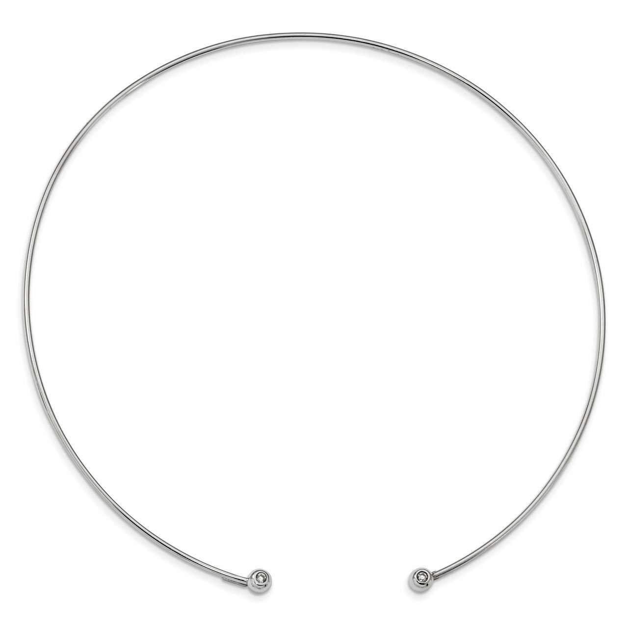 CZ Diamond Cuff Neck Wire Sterling Silver Rhodium-plated Polished QG4526, MPN: QG4526, 886774015187