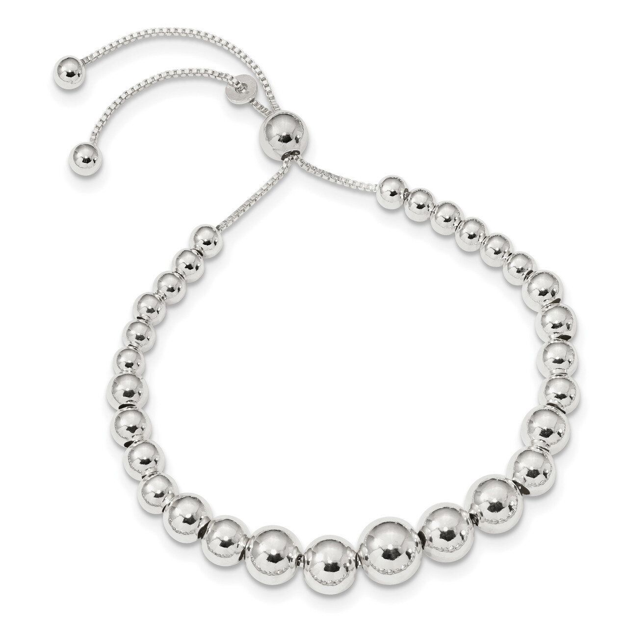 Graduated Beads Adjustable Bracelet 8.5 Inch Sterling Silver QG4548-8.5