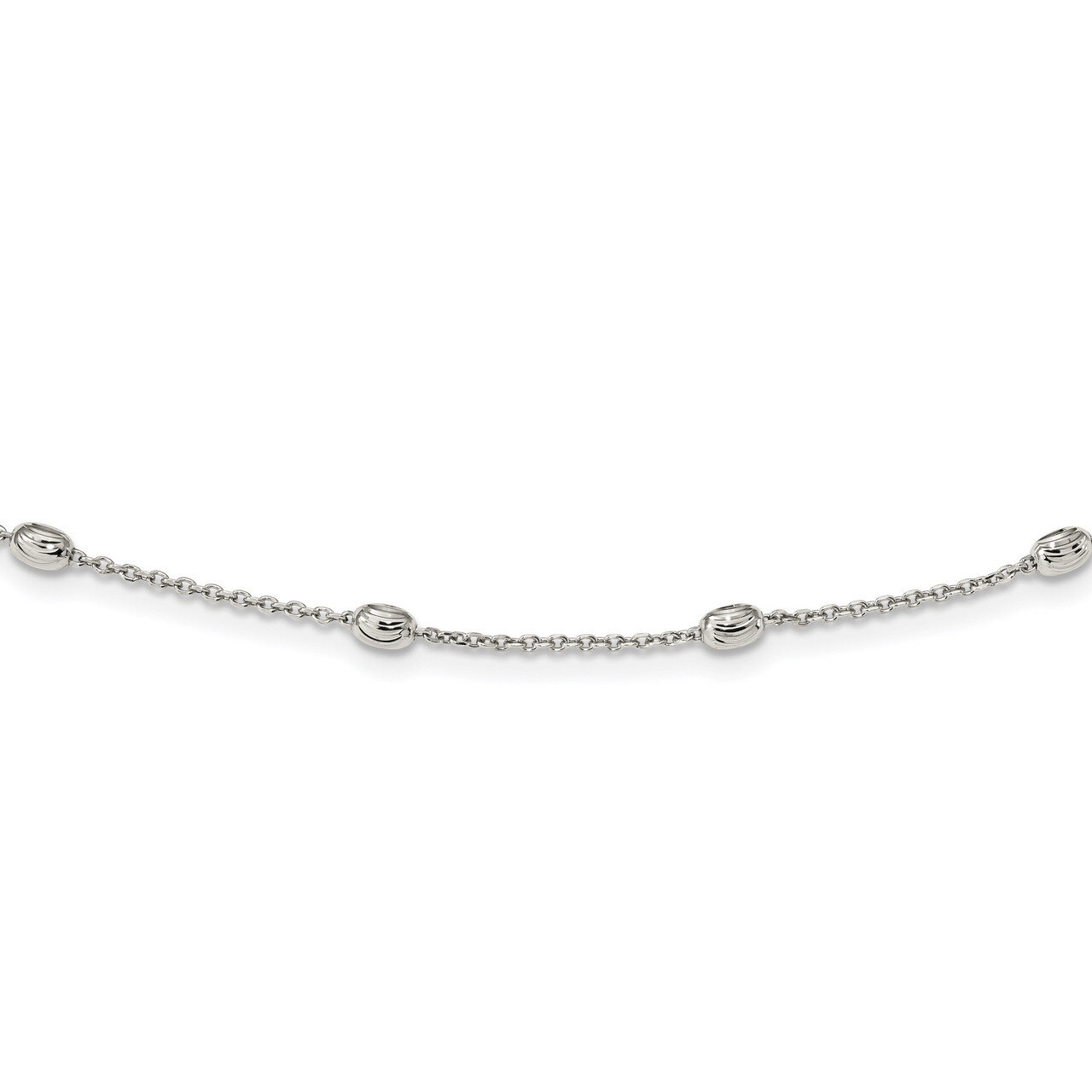 Diamond-cut Beaded Necklace 18 Inch Sterling Silver QG4549-18