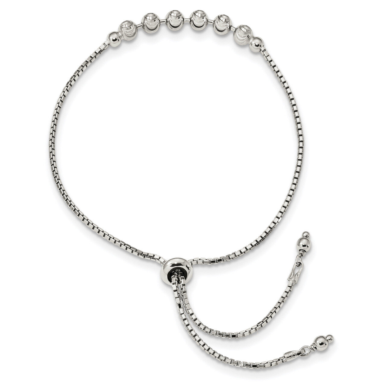 Adjustable Bracelet 10 Inch Sterling Silver Diamond Cut QG4550, MPN: QG4550, 886774124476