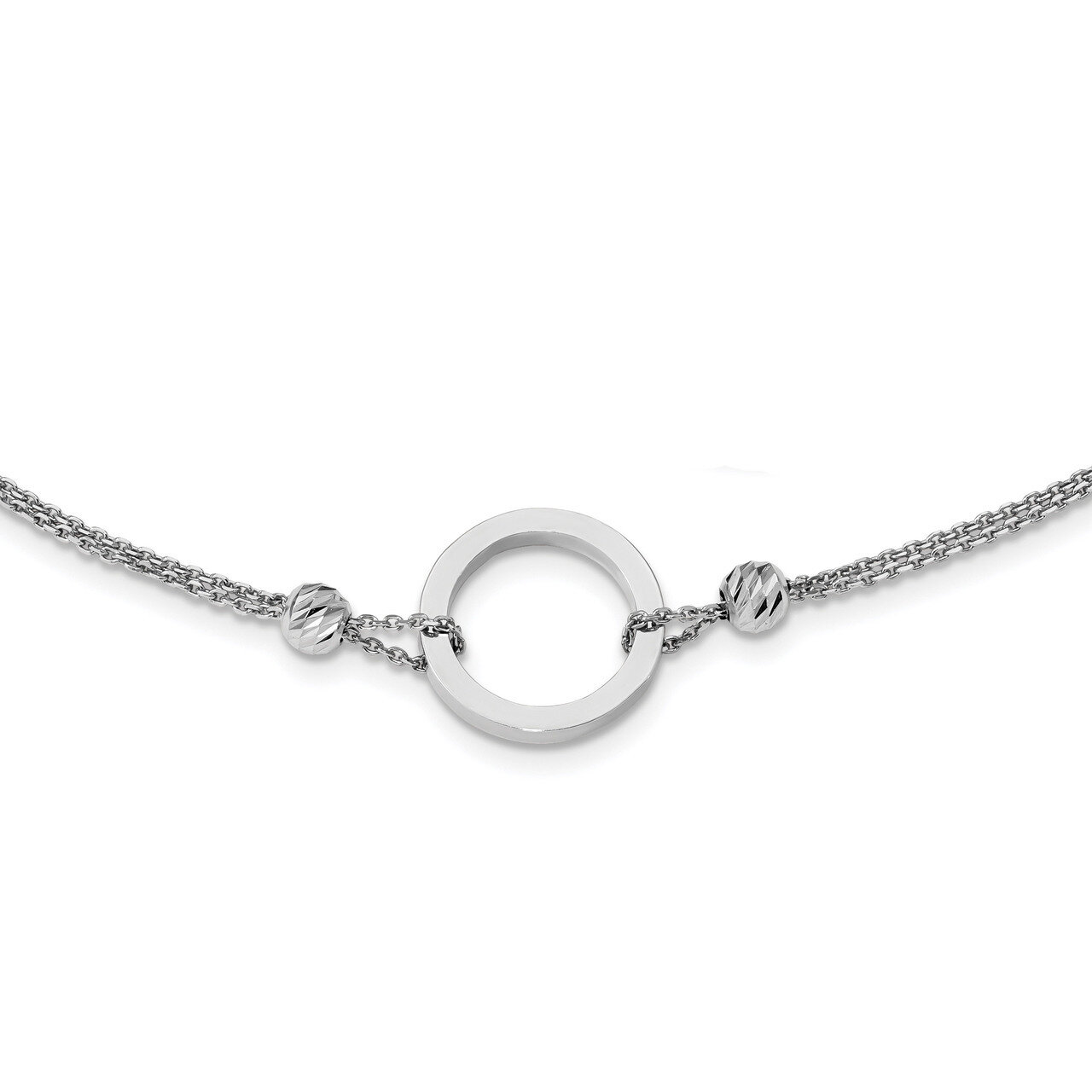 Circle with Diamond-cut Beads Necklace 18 Inch Sterling Silver Rhodium-plated QG4553-18, MPN: QG455…