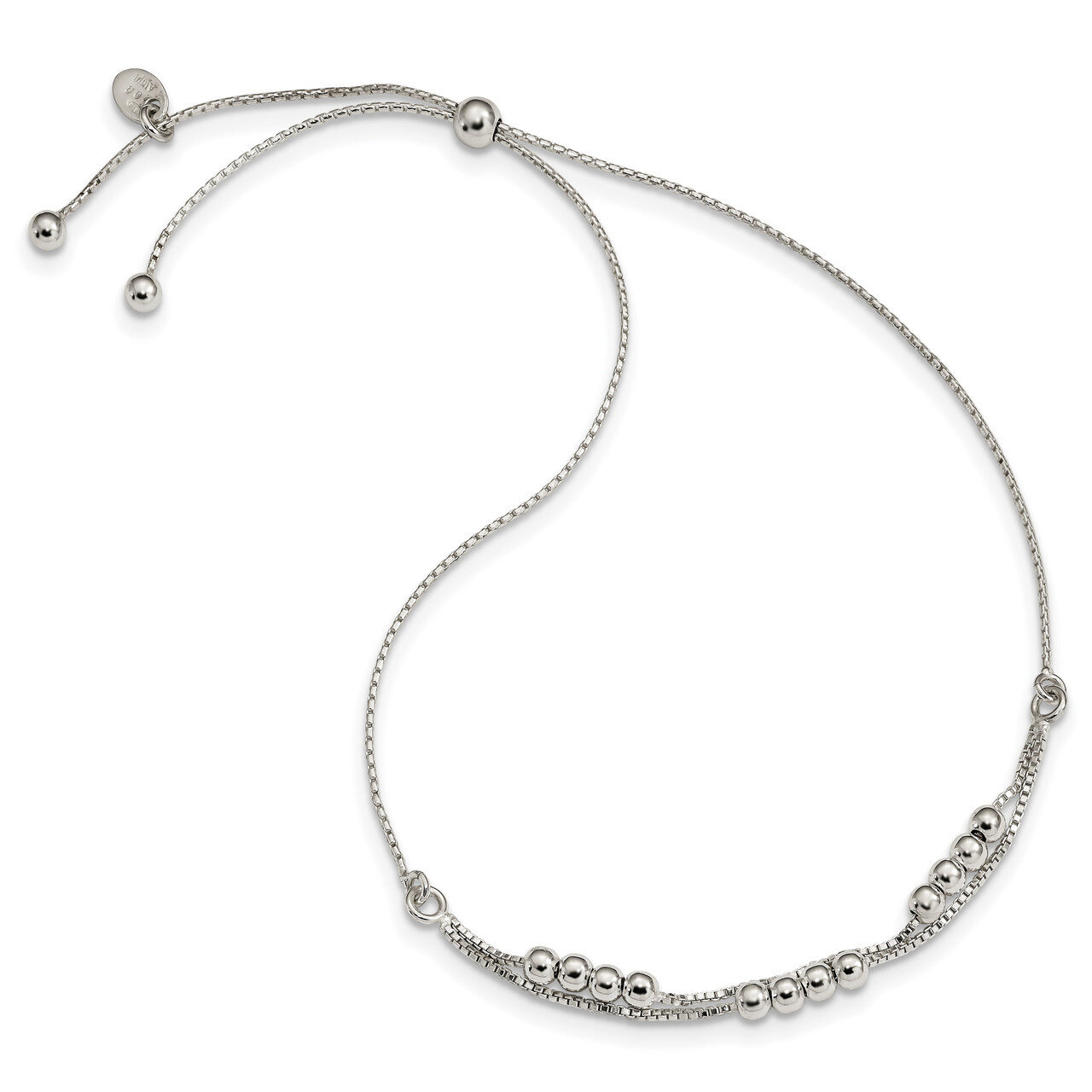 Beaded 2-Strand Adjustable Bracelet 11 Inch Sterling Silver Polished QG4555, MPN: QG4555, 886774125…