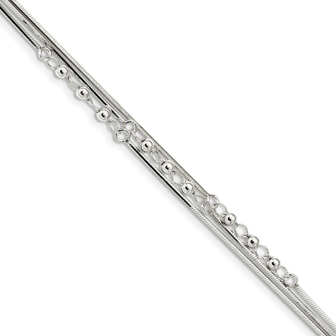 3-Strand Bracelet 7.5 Inch Sterling Silver Polished QG4559-7.5, MPN: QG4559-7.5, 191101856167