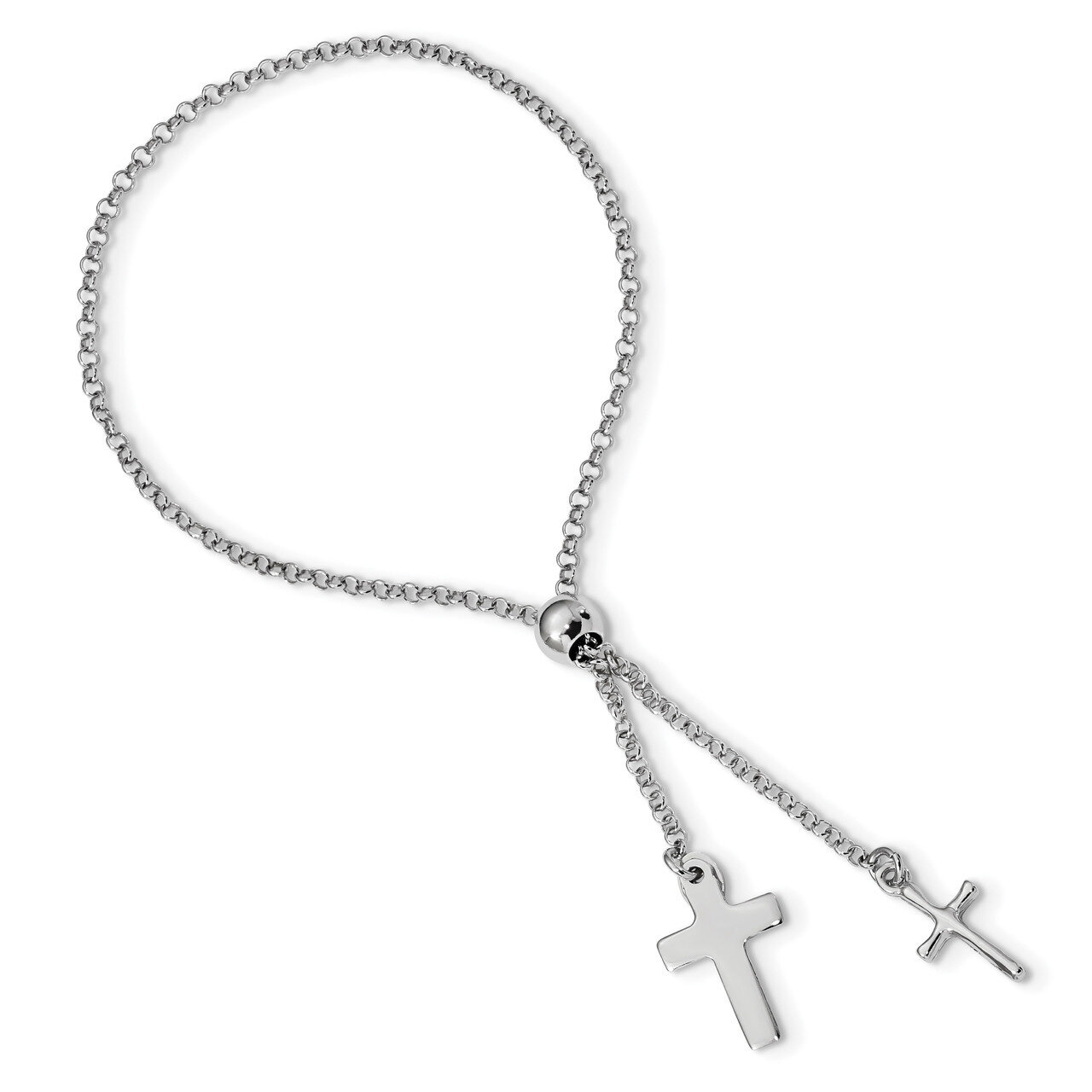 Cross Adjustable 5in to 8.75in Bracelet 9 Inch Sterling Silver Rhodium-plated QG4564
