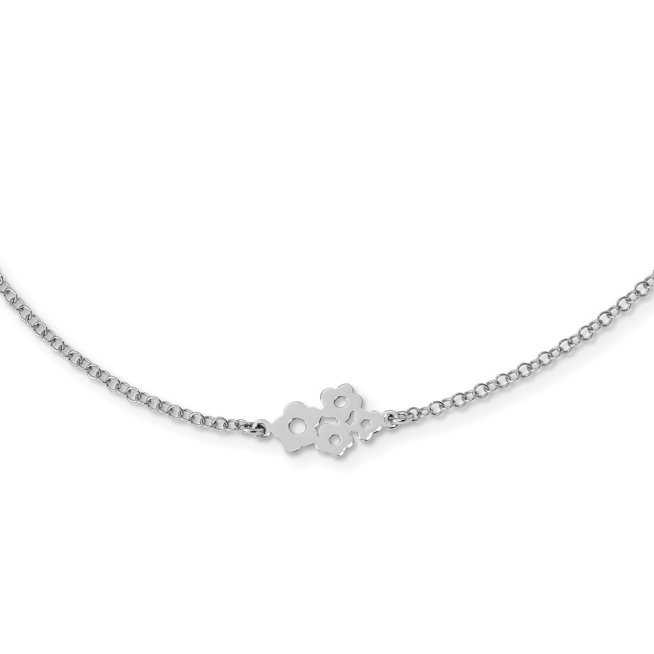 6 Station Flower Necklace 36 Inch Sterling Silver Rhodium-plated QG4567-36