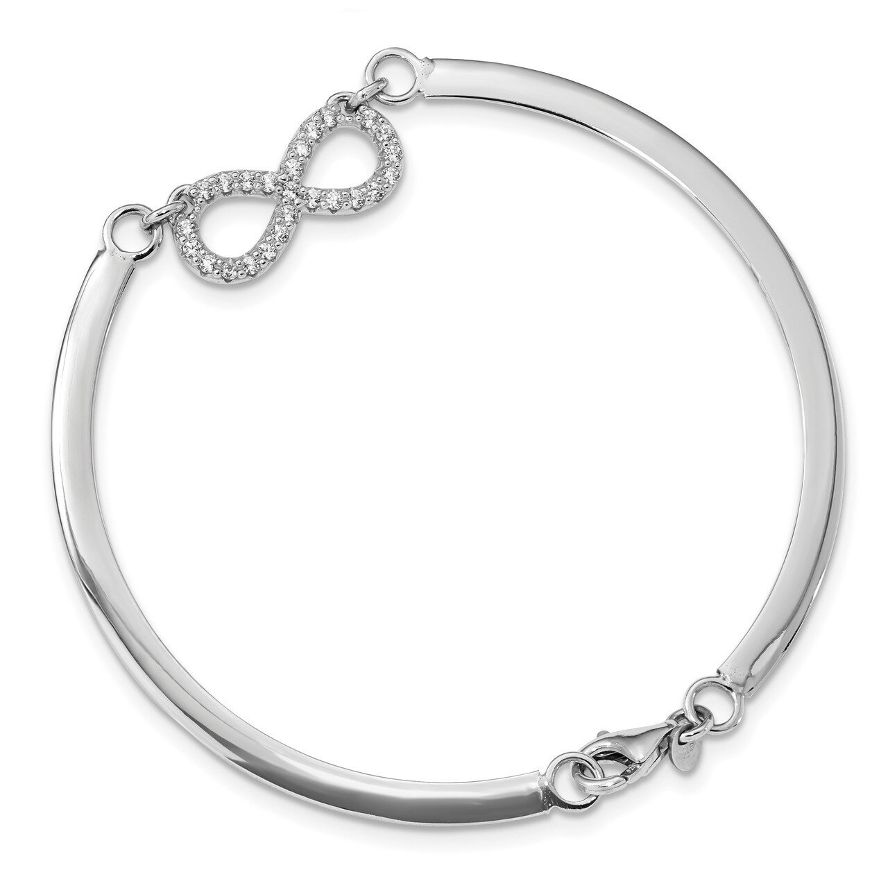 CZ Diamond Infinity Bracelet 7.5 Inch Sterling Silver Rhodium-plated QG4597-7.5