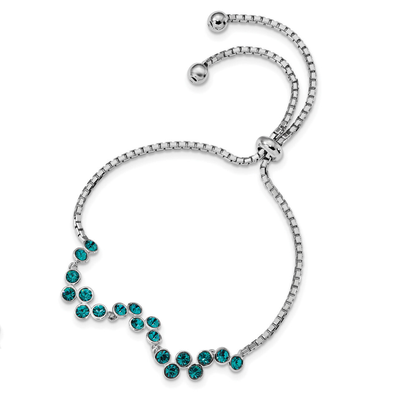 Blue Zircon Adjustable Bracelet Sterling Silver Rhodium-plated QG4620, MPN: QG4620, 886774065908