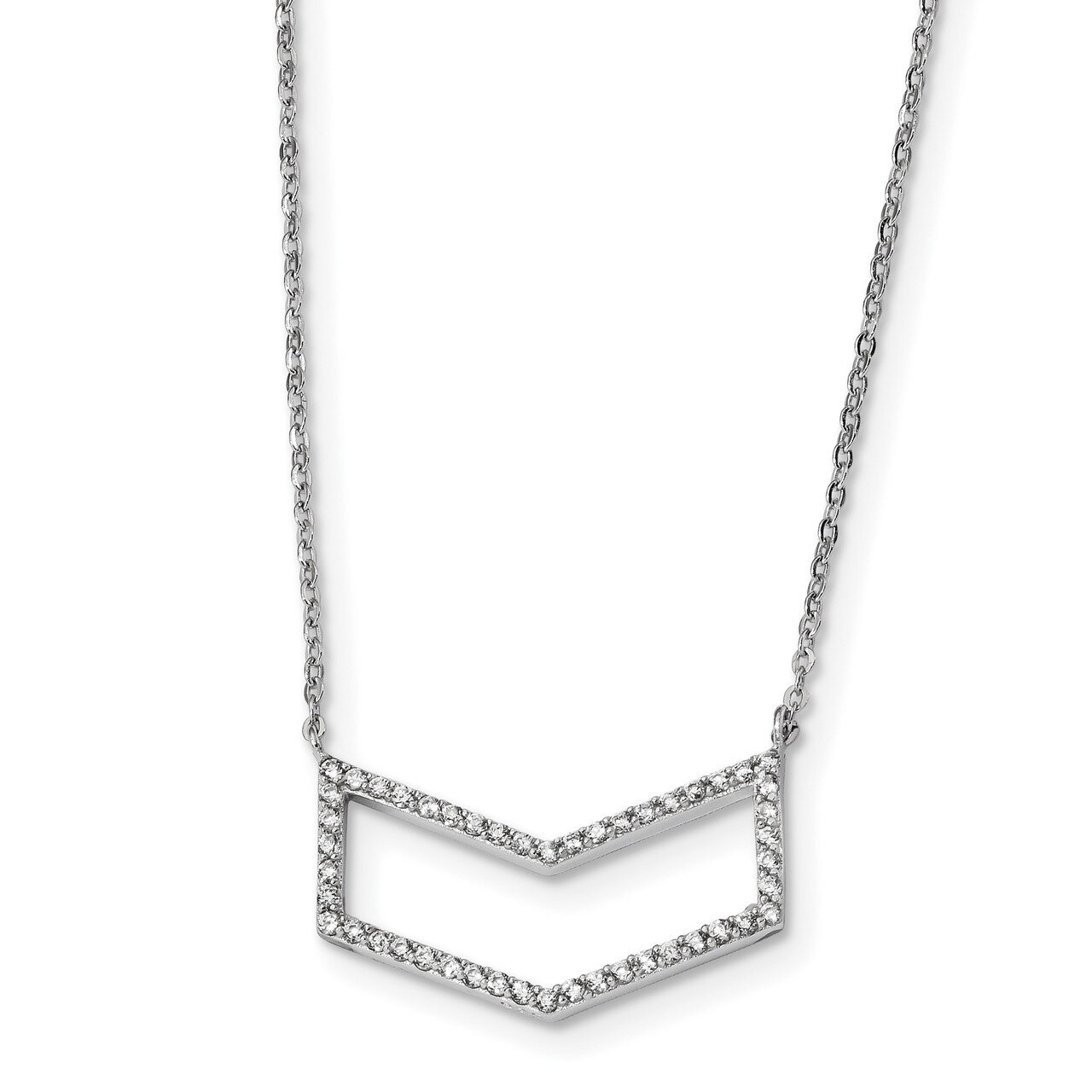 CZ Diamond Necklace 18 Inch Sterling Silver Rhodium-plated QG4627-18, MPN: QG4627-18, 883957754758