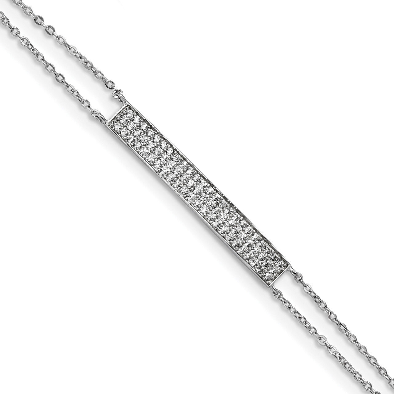 CZ Diamond Bar Bracelet 7.25 Inch Sterling Silver Rhodium-plated QG4628-7.25