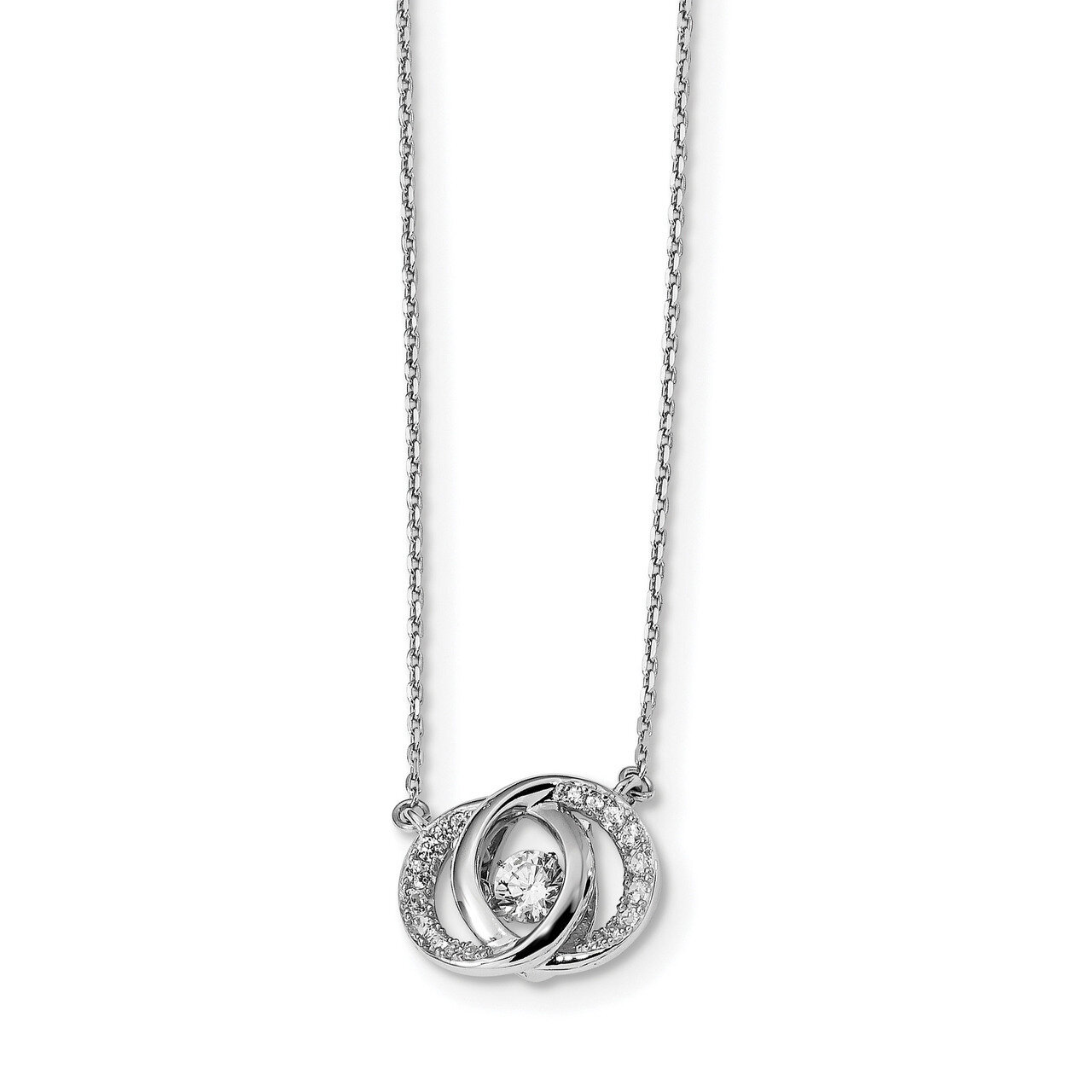 Swarovski &amp; Vibrant CZ Diamond with Two 1 inch Extender Necklace 17.5 Inch Sterling Silver Platinum-plated QG4649-15.5