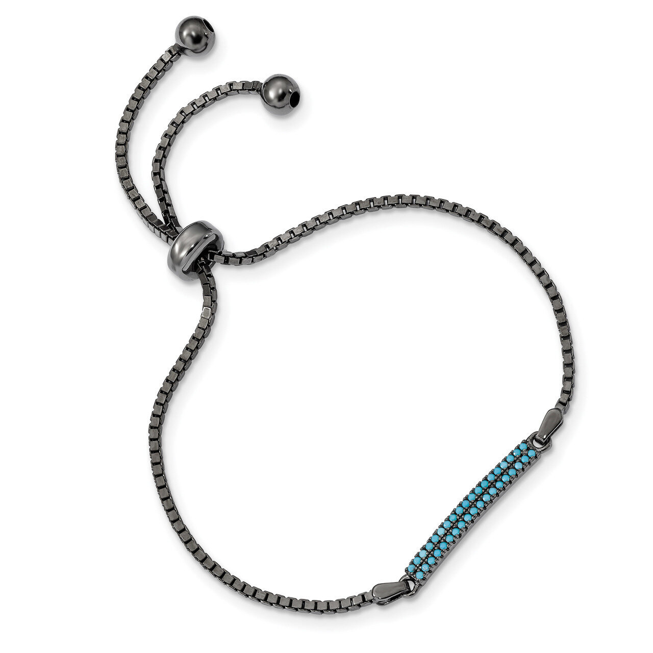 Black-Rhodium Dyed White Howlite Bar Adjustable Bracelet Sterling Silver QG4652, MPN: QG4652, 88677…