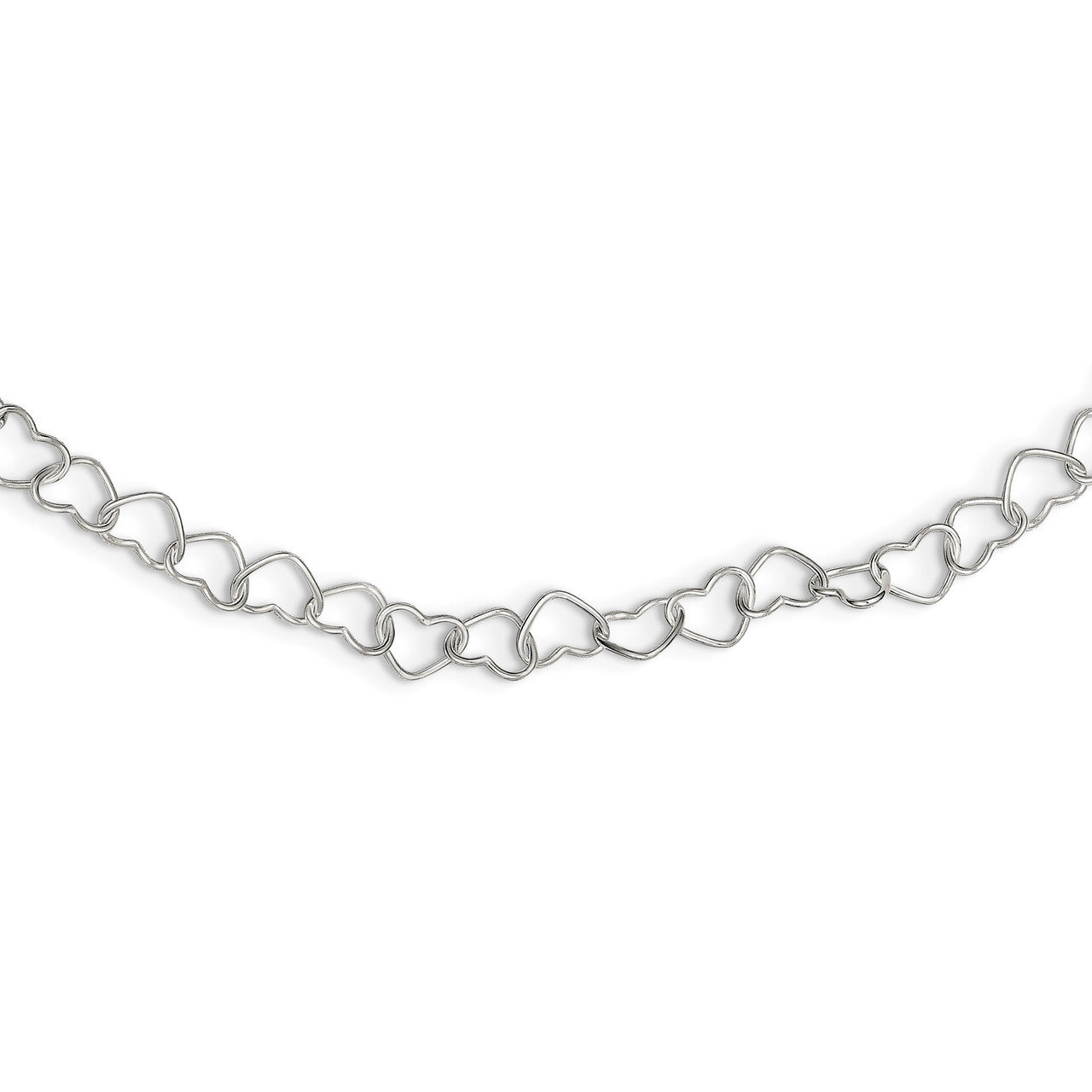ch Polished Fancy Heart Link Necklace 18 Inch Sterling Silver QH320-18