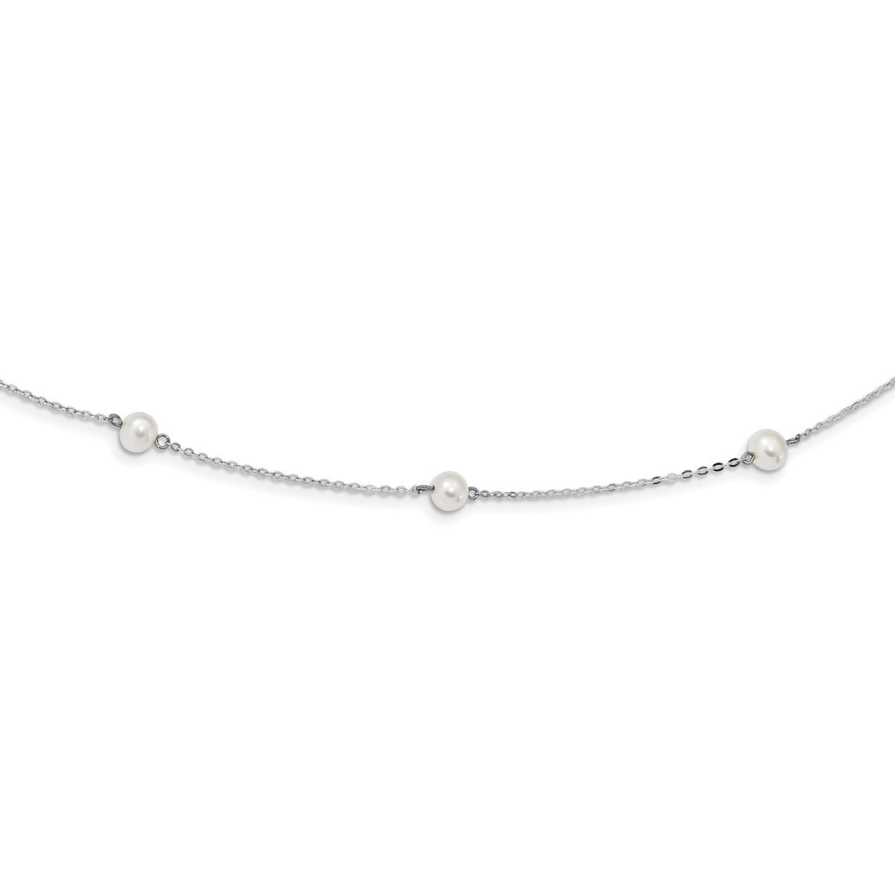 Fresh Water Cultured Pearl Necklace 18 Inch Sterling Silver Rhodium-plated QH5005-18