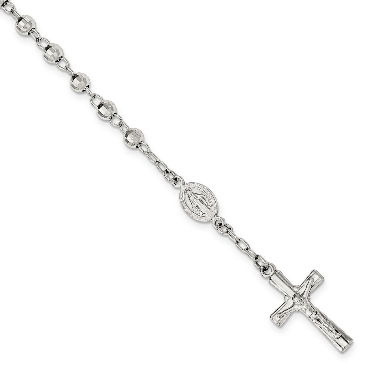Rosary Bracelet 7.5 Inch Sterling Silver Polished QH5140-7.5