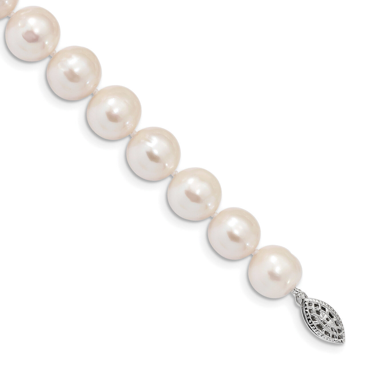 11-12mm White Freshwater Cultured Pearl Bracelet 7.25 Inch Sterling Silver Rhodium QH5151-7.25, MPN…