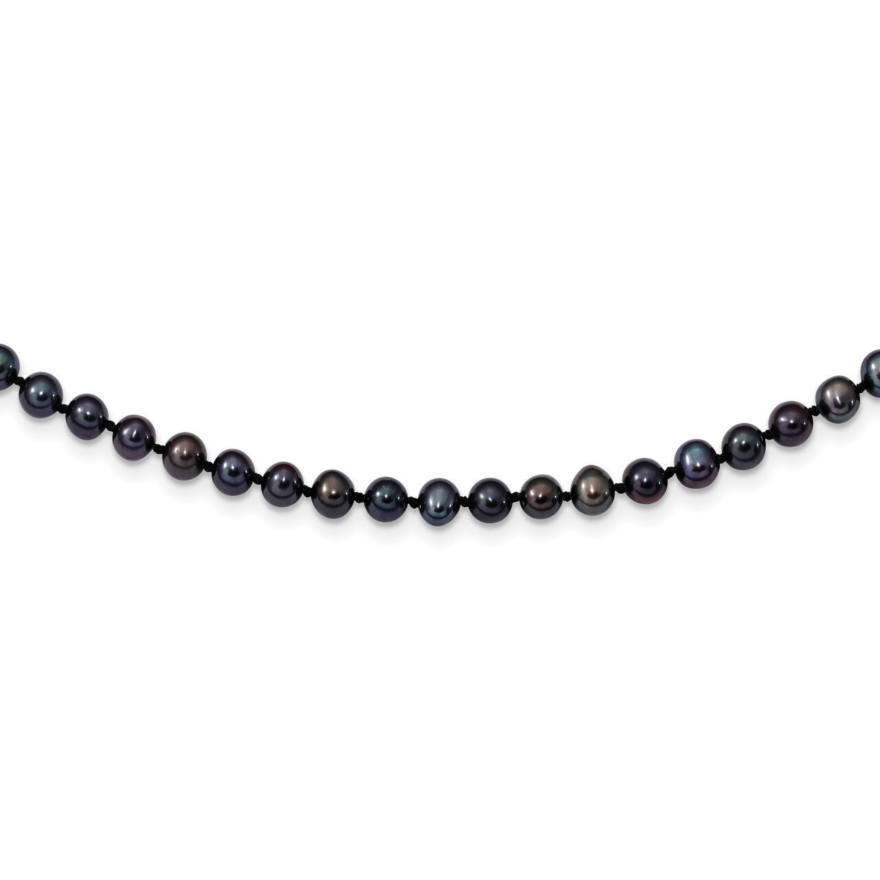 4-5mm Black Cultured Freshwater Pearl Necklace 18 Inch Sterling Silver Rhodium-plated QH5152-18