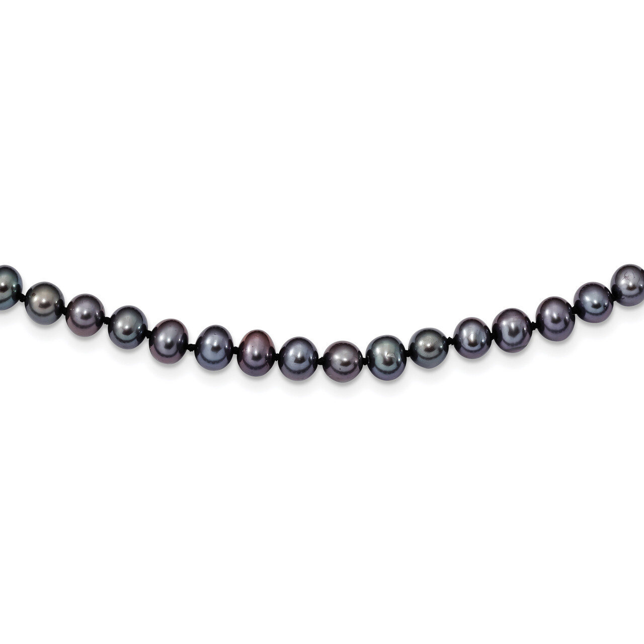 5-6mm Black Cultured Freshwater Pearl Necklace 16 Inch Sterling Silver Rhodium-plated QH5153-16