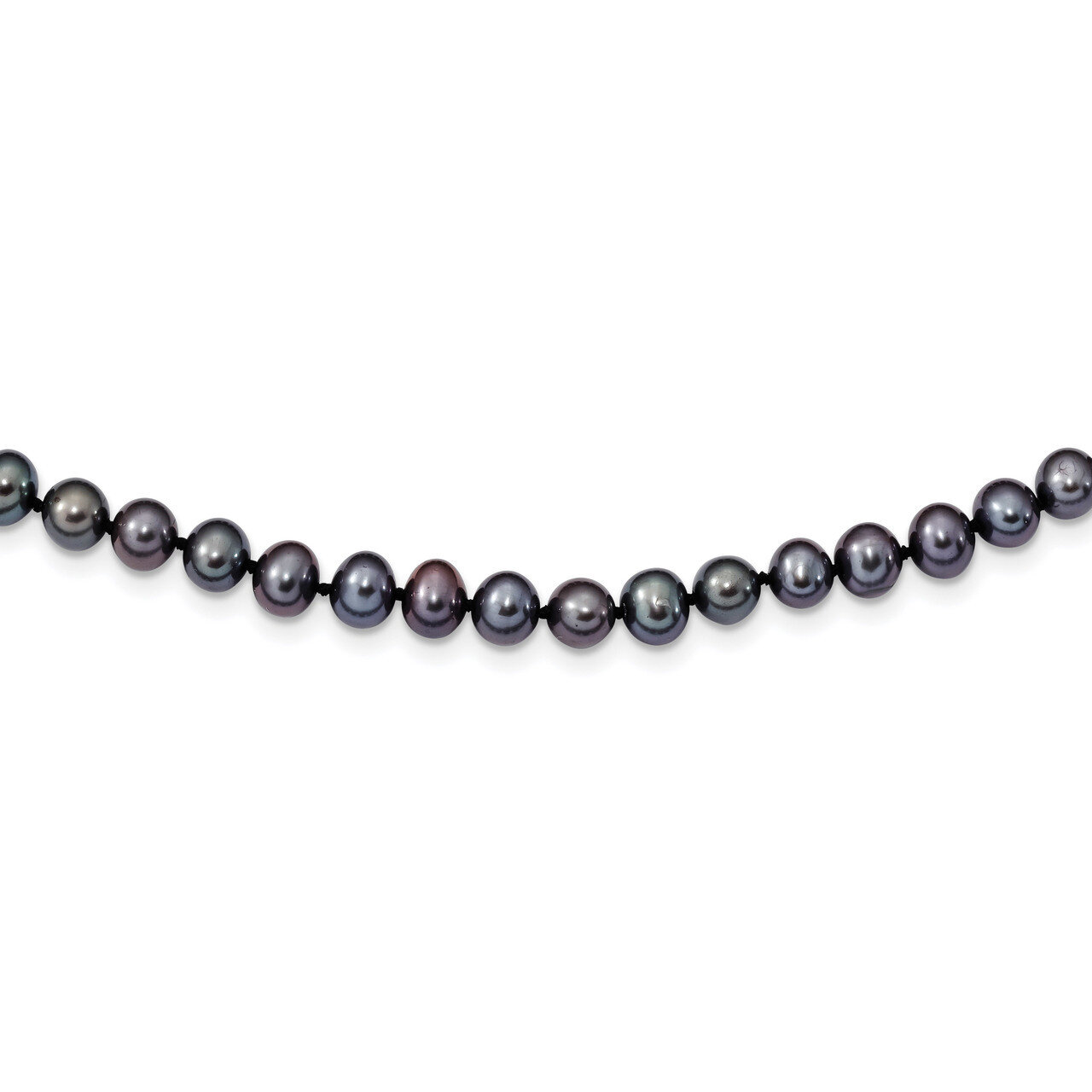 5-6mm Black Cultured Freshwater Pearl Necklace 18 Inch Sterling Silver Rhodium-plated QH5153-18, MP…