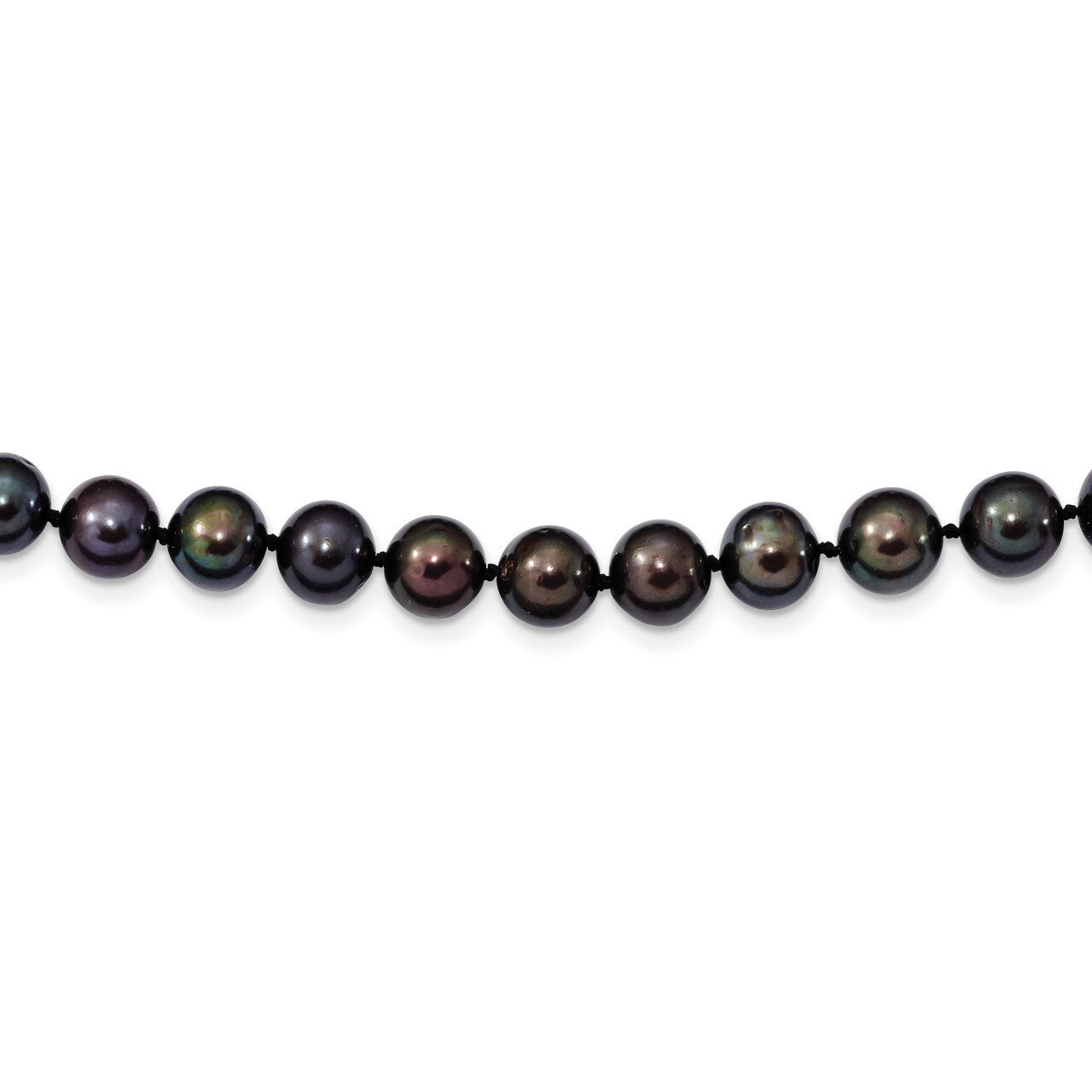 8-9mm Black Cultured Freshwater Pearl Necklace 24 Inch Sterling Silver Rhodium-plated QH5156-24, MP…