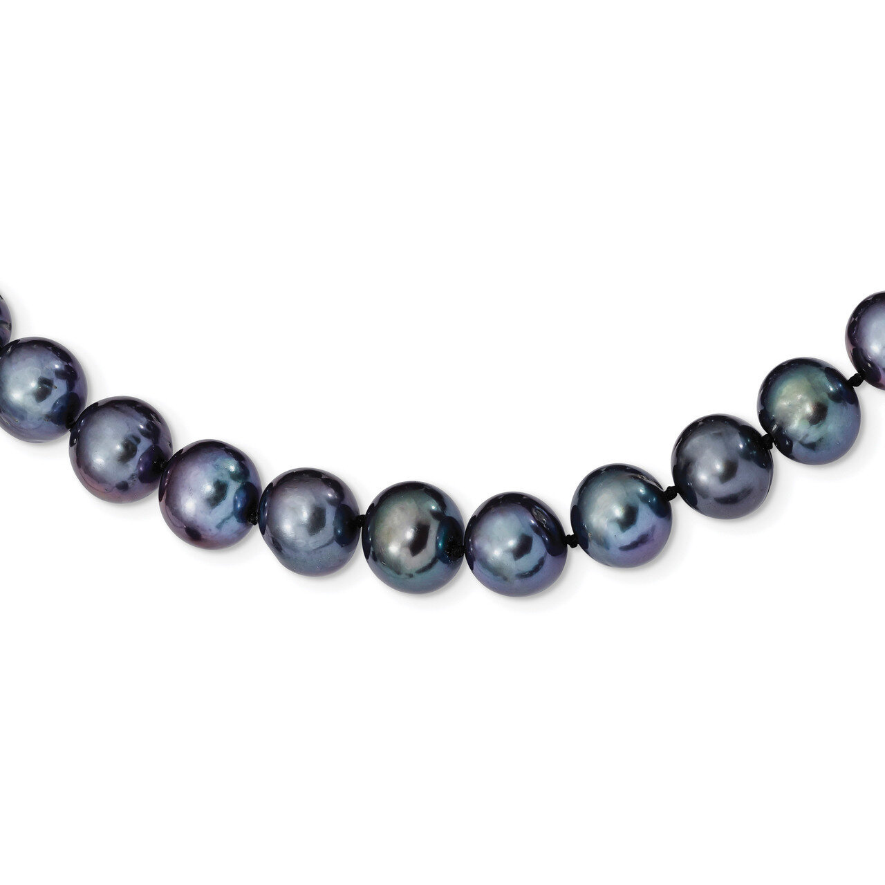 10-11mm Black Cultured Freshwater Pearl Necklace 20 Inch Sterling Silver Rhodium-plated QH5158-20