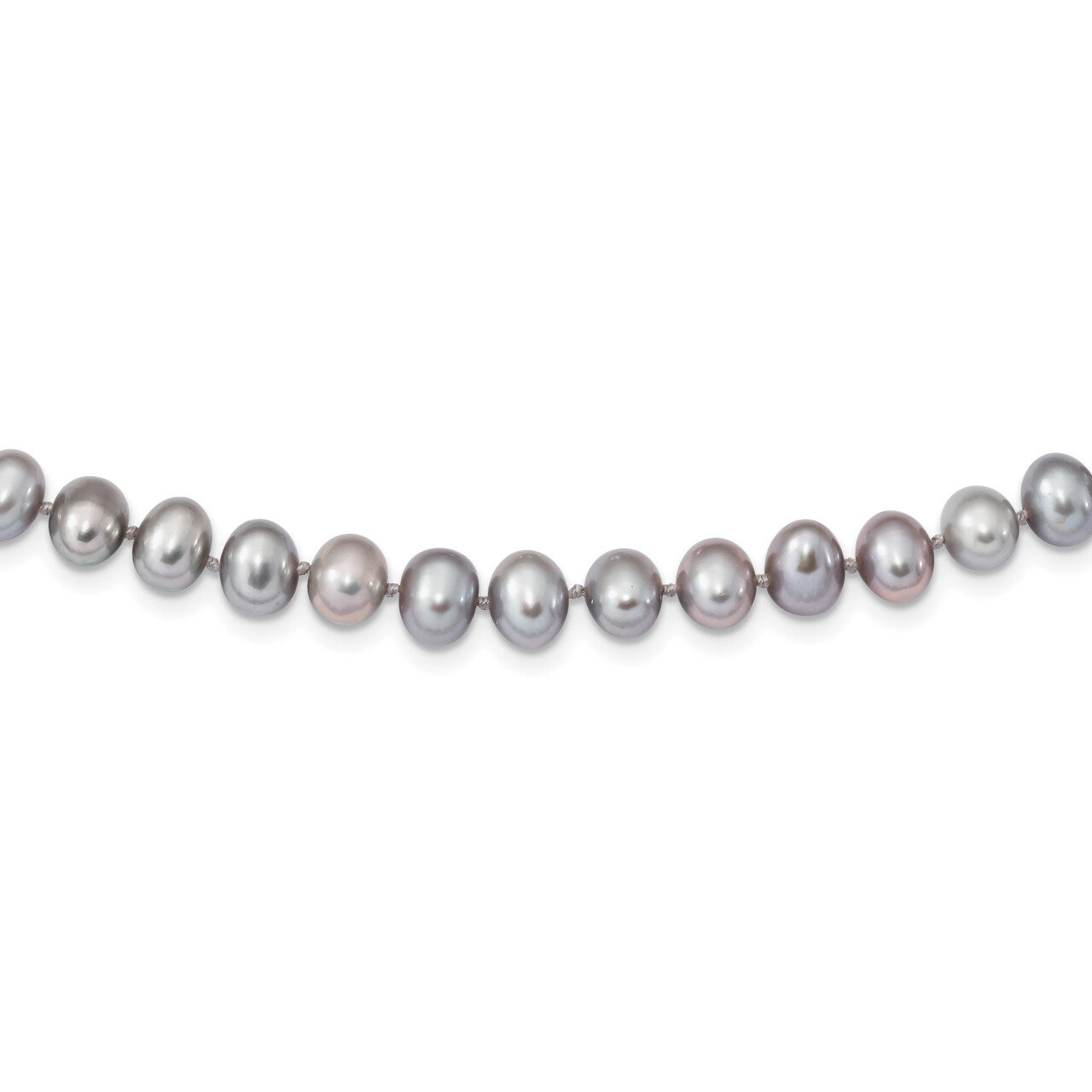 6-7mm Grey Cultured Freshwater Pearl Necklace 18 Inch Sterling Silver Rhodium QH5161-18