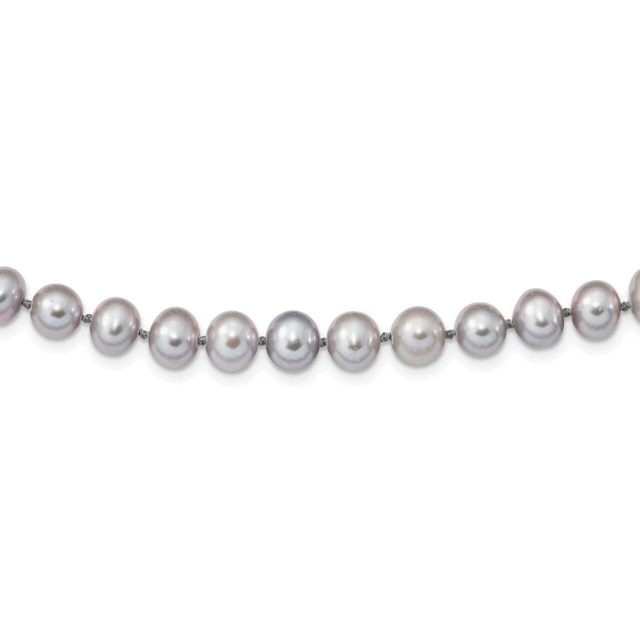 7-8mm Grey Cultured Freshwater Pearl Necklace 18 Inch Sterling Silver Rhodium QH5162-18
