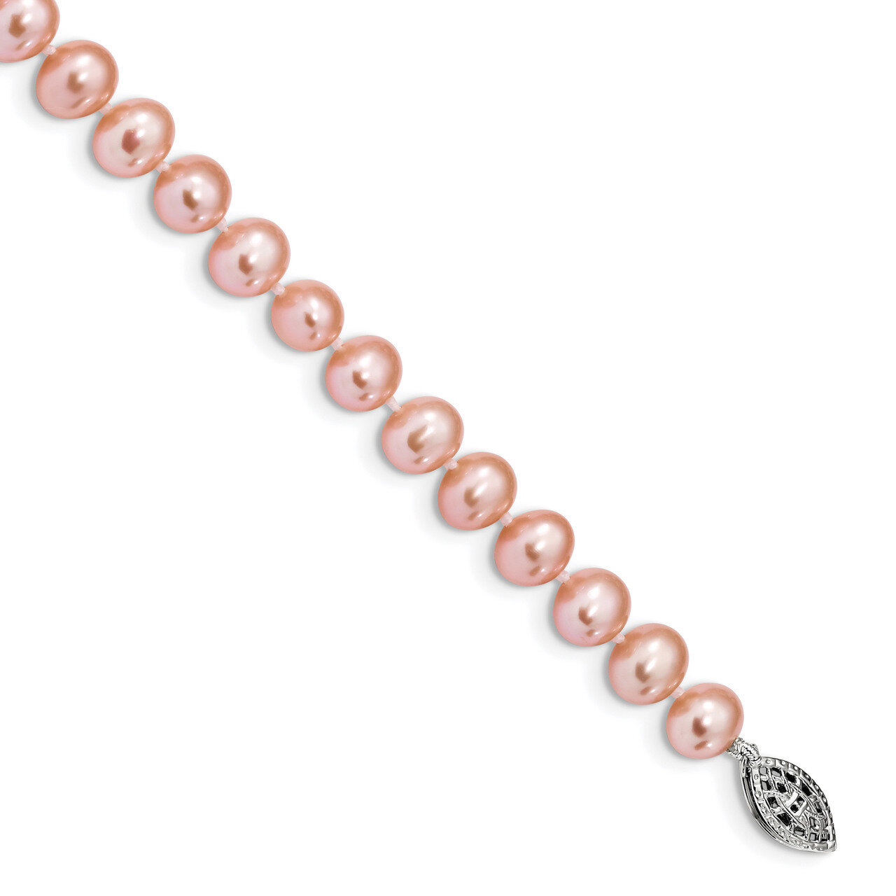 6-7mm Pink Cultured Freshwater Pearl Bracelet 7.25 Inch Sterling Silver Rhodium-plated QH5166-7.25,…