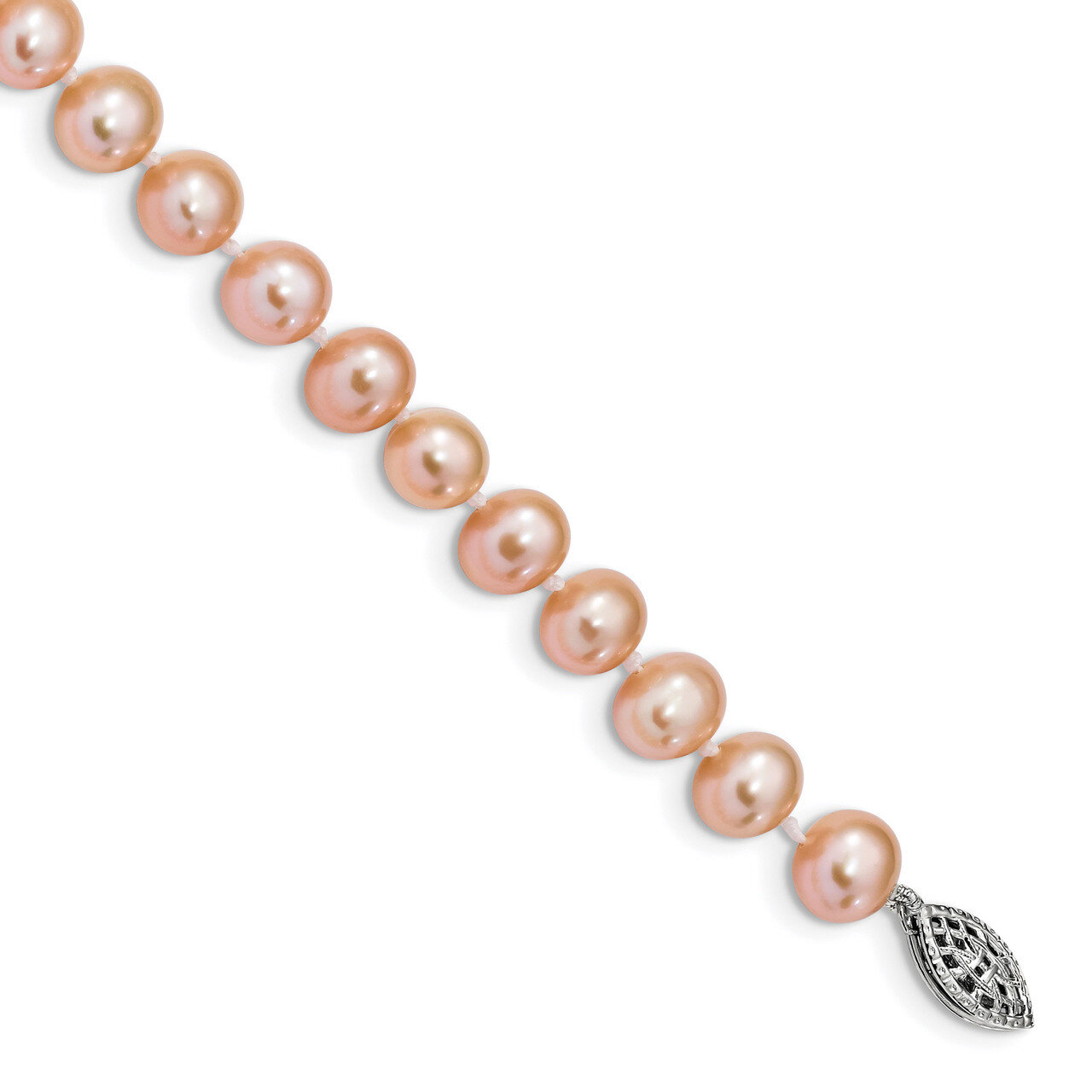 7-8mm Pink Cultured Freshwater Pearl Bracelet 7.25 Inch Sterling Silver Rhodium-plated QH5167-7.25,…