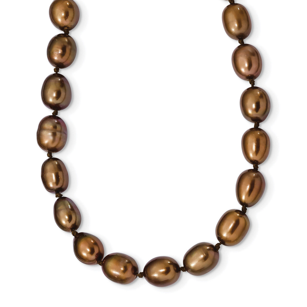 7-8mm Coffee Cultured Freshwater Rice Pearl Necklace 18 Inch Sterling Silver Rhodium QH5176-18, MPN…