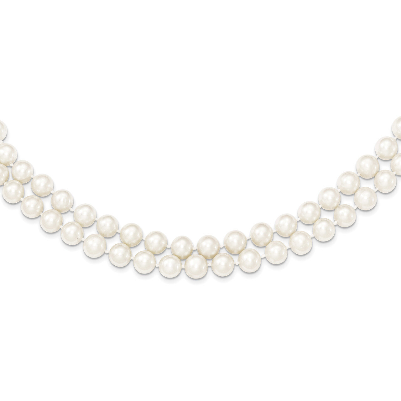 7.5-8.5mm White Cultured Freshwater Pearl 2-Strand Necklace 17 Inch Sterling Silver Rhodium QH5210-…