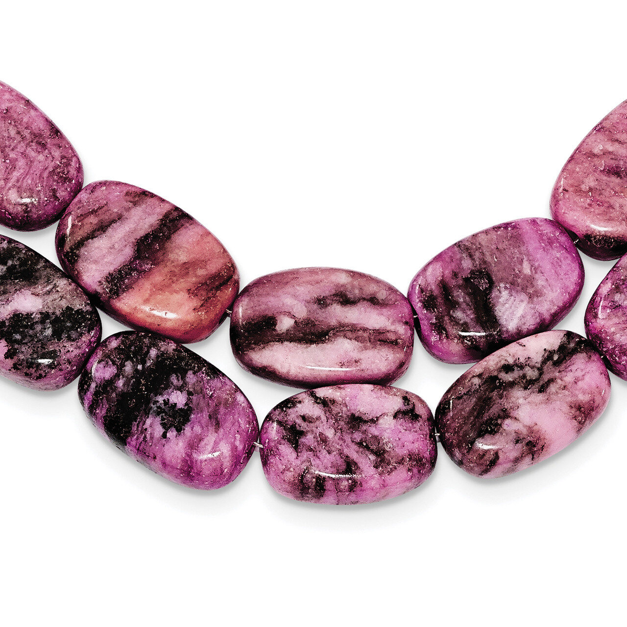 Charoite Jade Pink and Purple Jasper with 2 inch Extender Necklace 18 Inch Sterling Silver QH5293-18