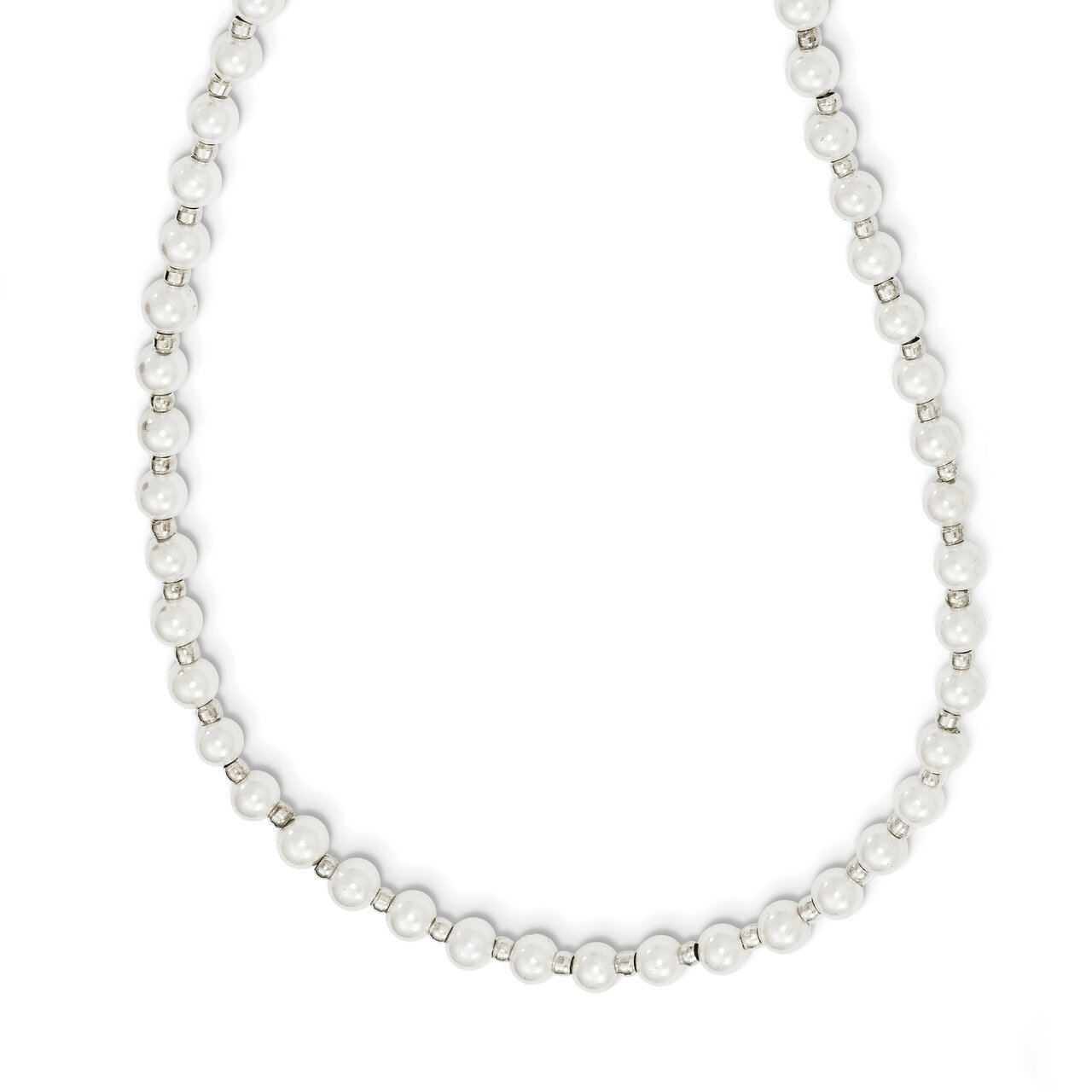 24 Inch 4-5mm White with Glass Bead Optic Chain Freshwater Cultured Pearl QH5318-24