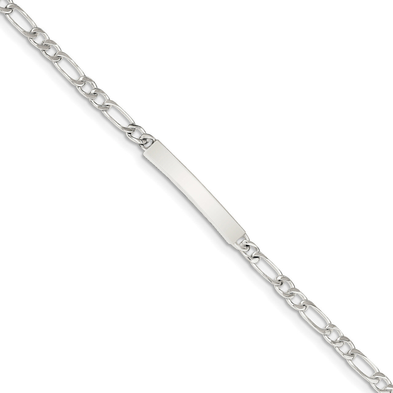 Engravable 6 Figaro Link ID Bracelet 6 Inch Sterling Silver QID105-6, MPN: QID105-6, 886774097992
