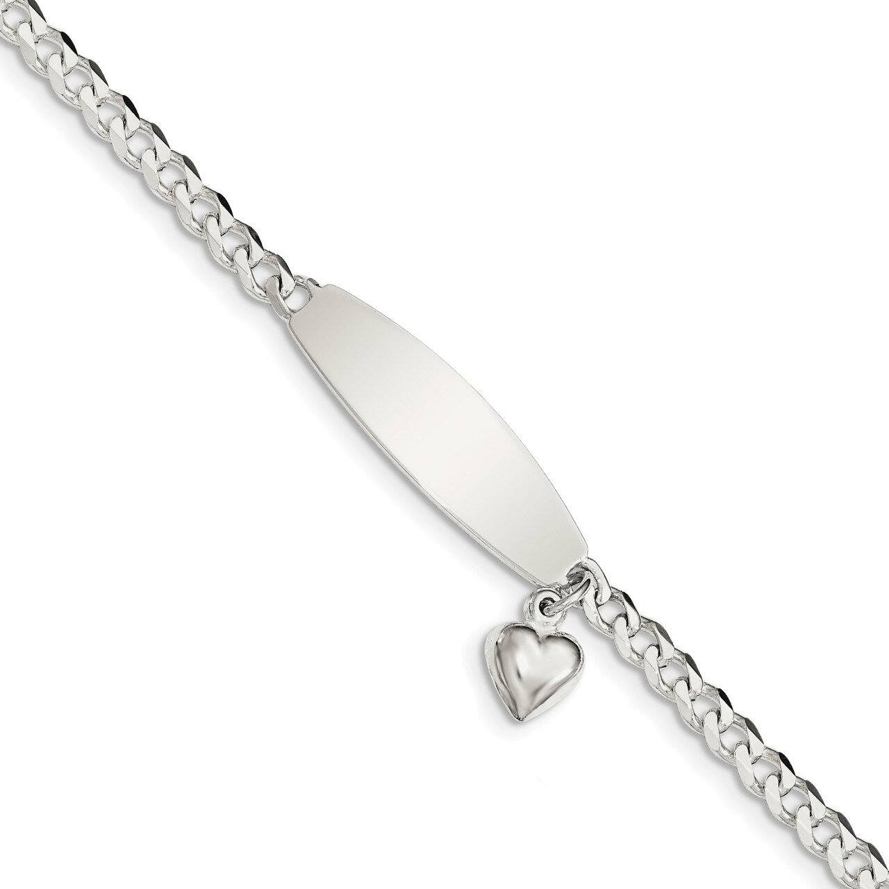 Heart Charm ID Bracelet 7.5 Inch Sterling Silver QID205-7.5, MPN: QID205-7.5, 191101782503