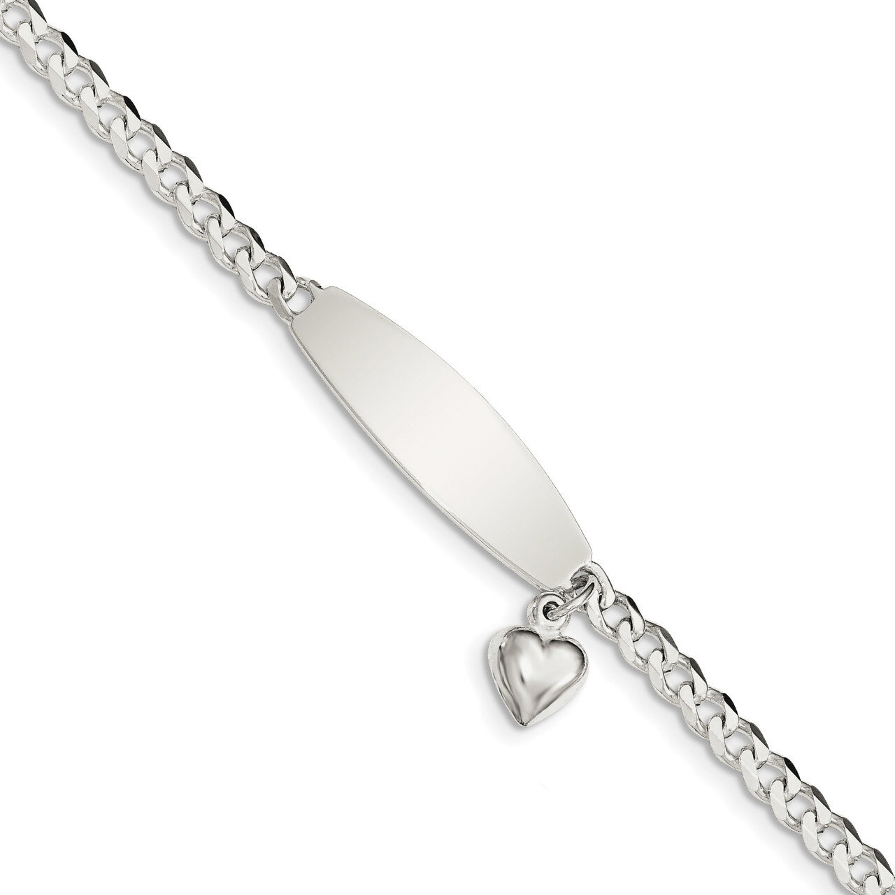 Heart Charm ID Bracelet 8.5 Inch Sterling Silver QID205-8.5