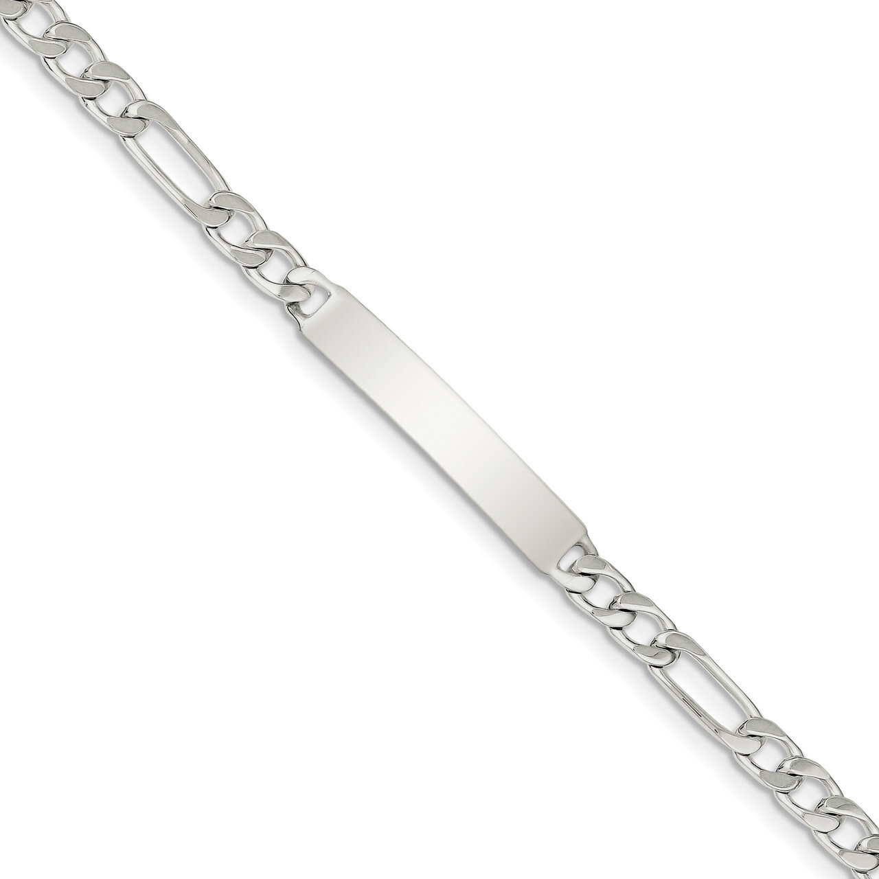 Engravable Figaro Link ID Bracelet 7.5 Inch Sterling Silver Polished QID90-7.5, MPN: QID90-7.5, 886…