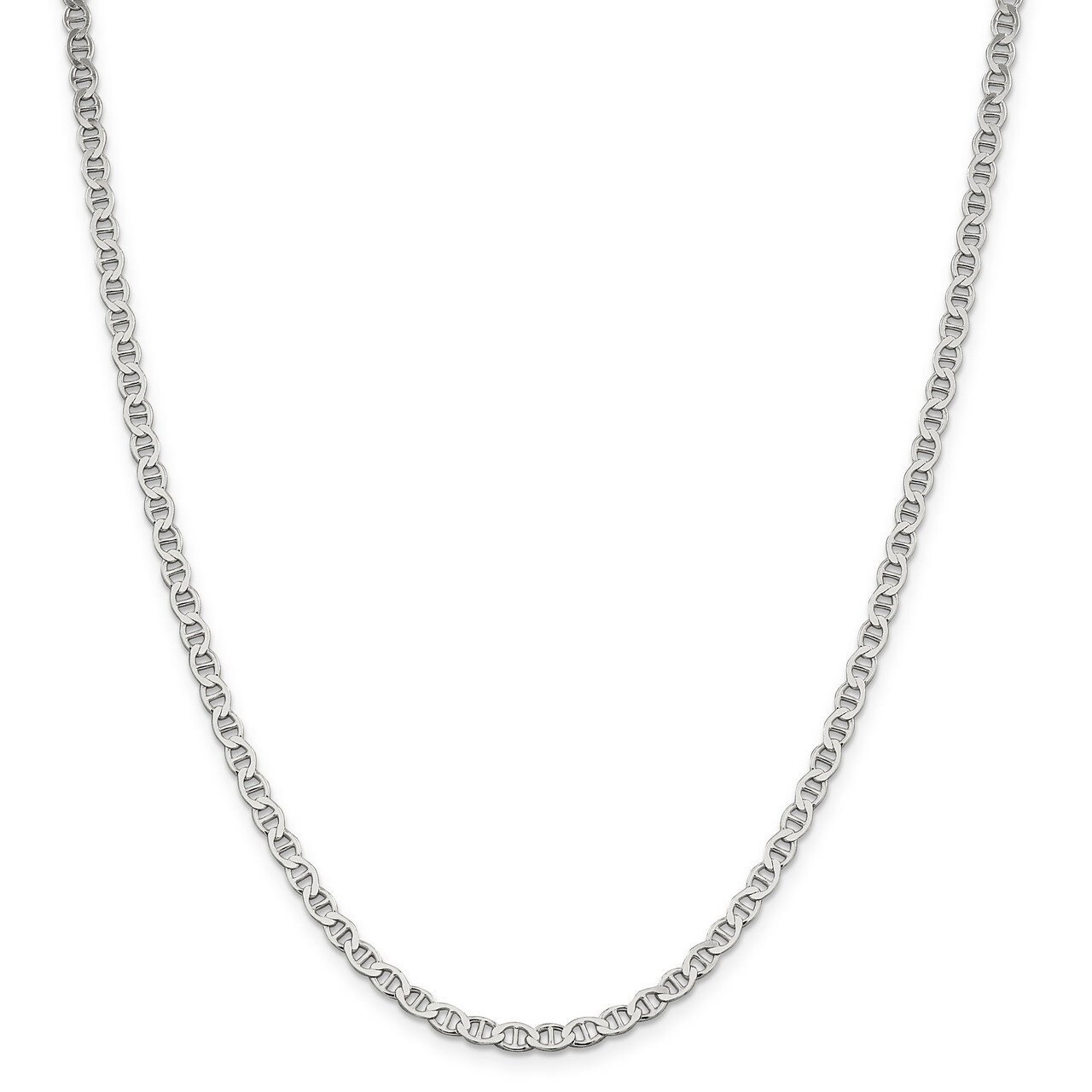18 Inch 4mm Semi-Solid Flat Anchor Chain Sterling Silver QLFA080-18, MPN: QLFA080-18, 191101394461