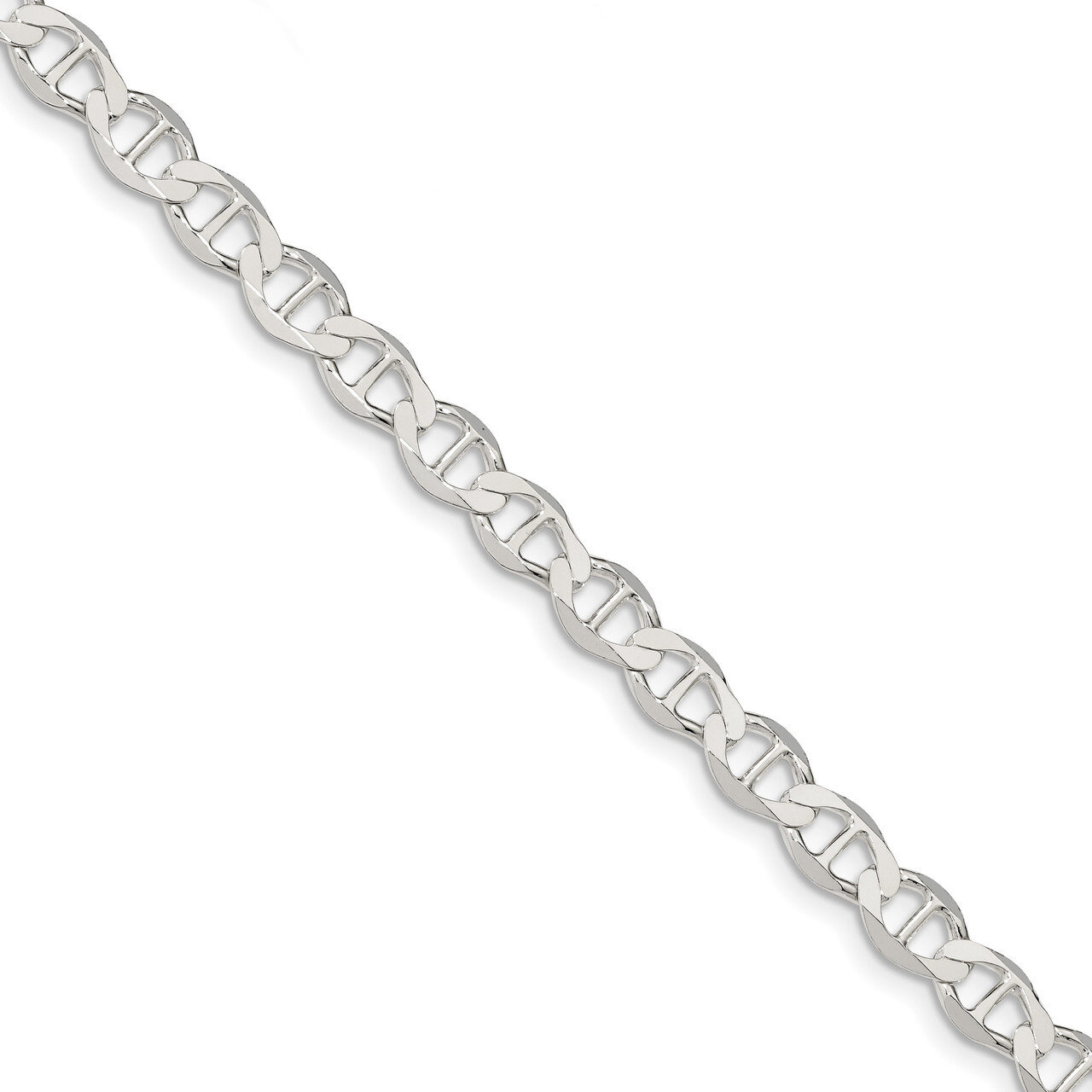 7 Inch 7.1mm Polished Flat Anchor Chain Sterling Silver QLFA150-7
