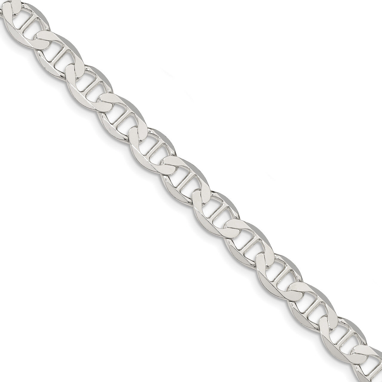 8 Inch 8.9mm Polished Flat Anchor Chain Sterling Silver QLFA180-8