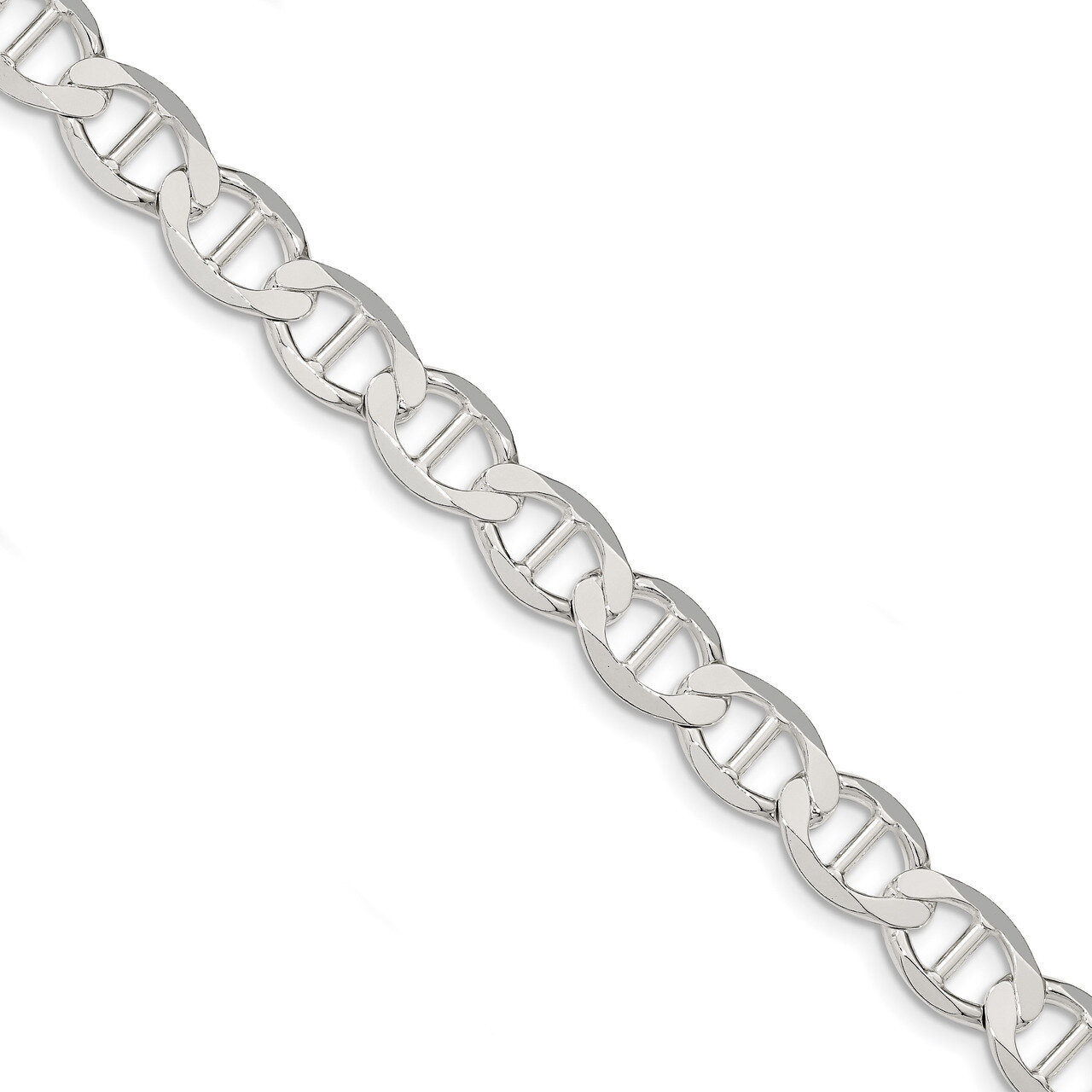 8 Inch 9.95mm Polished Flat Anchor Chain Sterling Silver QLFA200-8