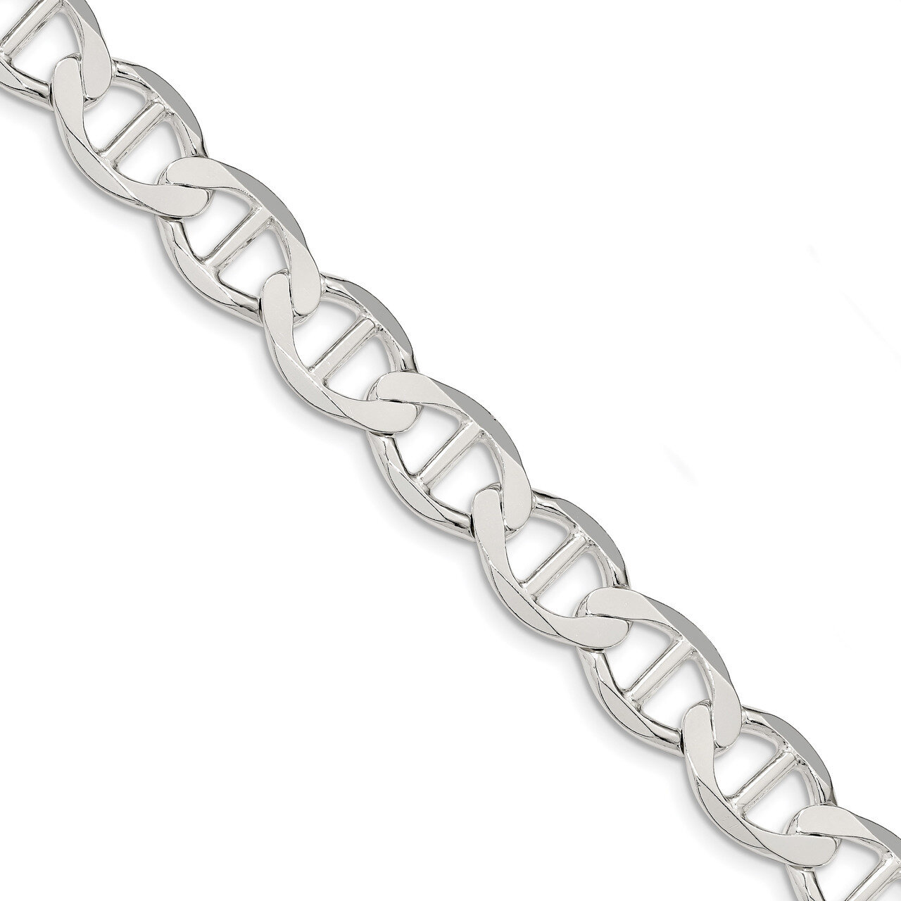 8 Inch 12.3mm Polished Flat Anchor Chain Sterling Silver QLFA250-8