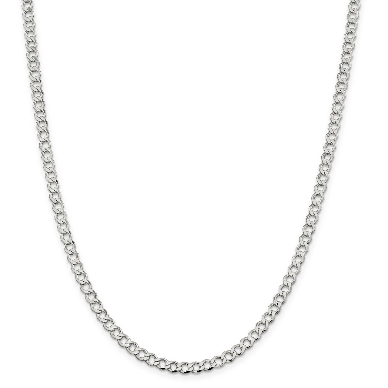 18 Inch 4.5mm Polished Flat Curb Chain Sterling Silver QLFB100-18, MPN: QLFB100-18, 883957939568