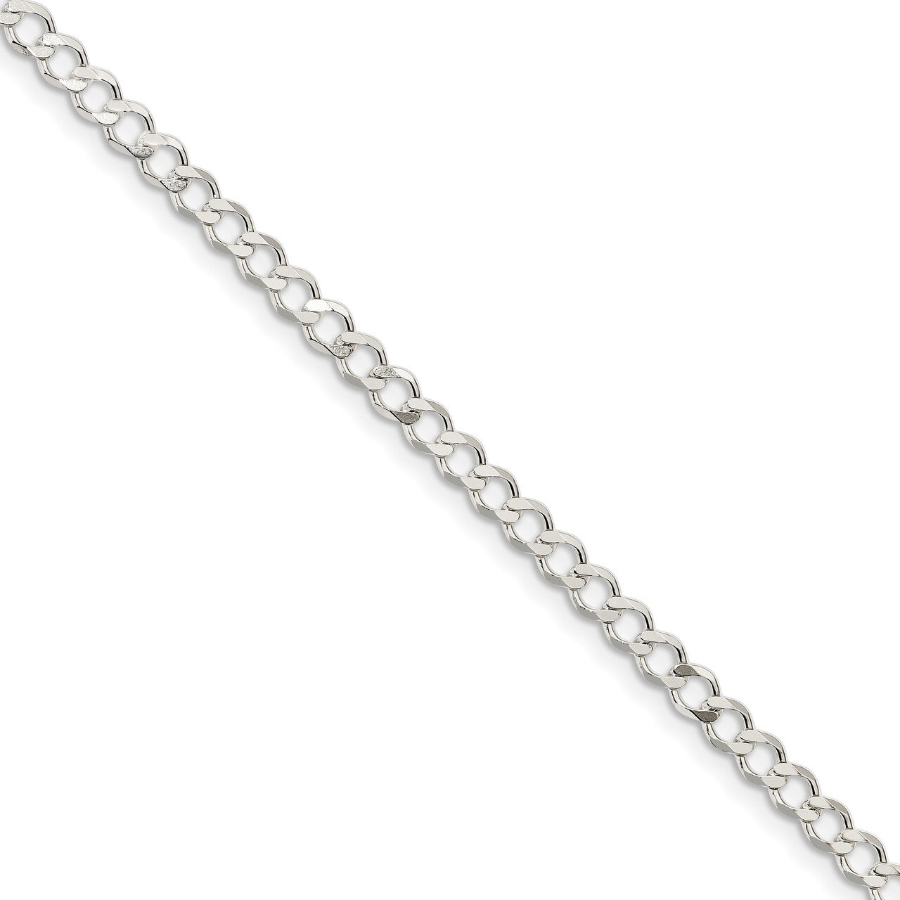 8 Inch 4.5mm Polished Flat Curb Chain Sterling Silver QLFB100-8, MPN: QLFB100-8, 886774086736