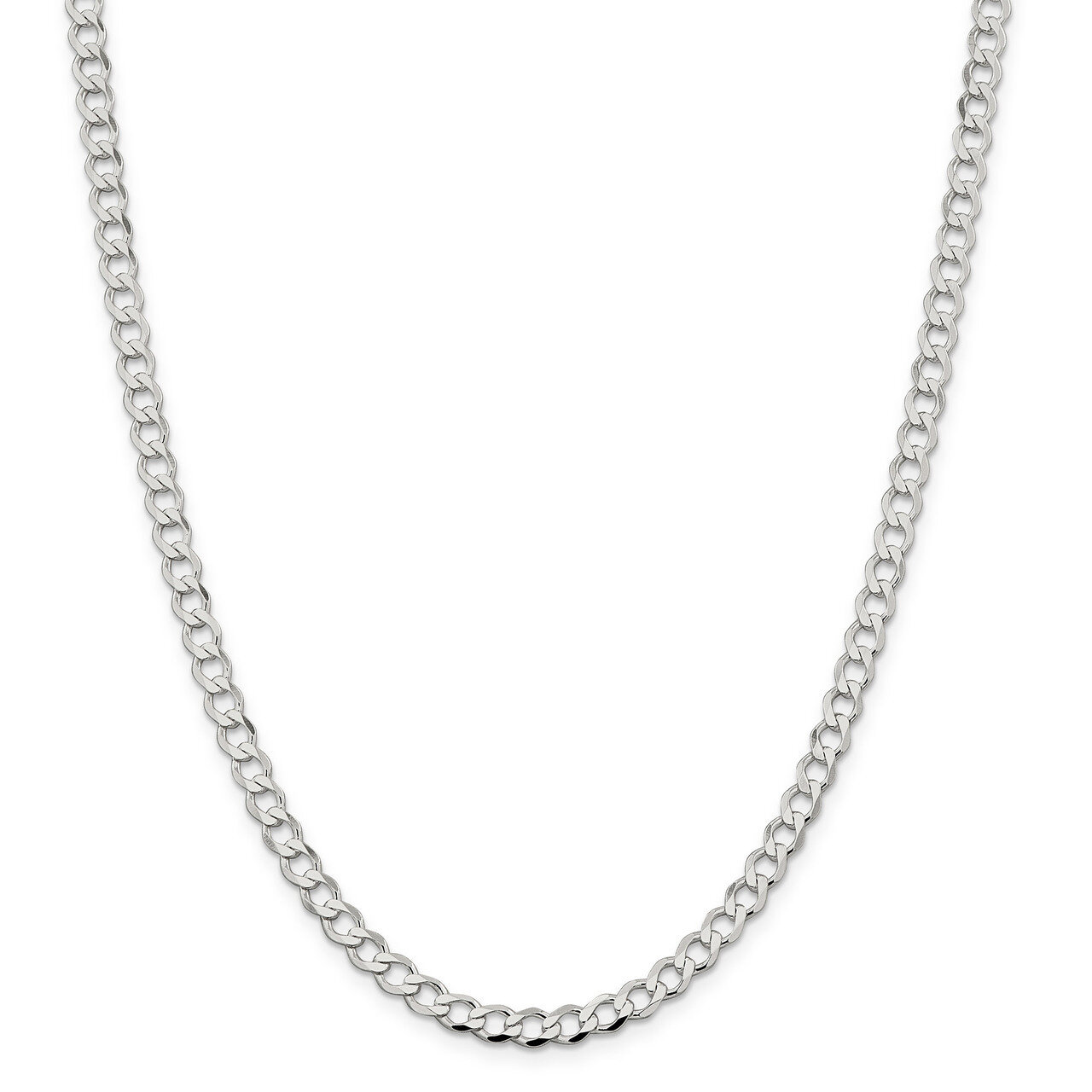 20 Inch 5.3mm Polished Flat Curb Chain Sterling Silver QLFB120-20